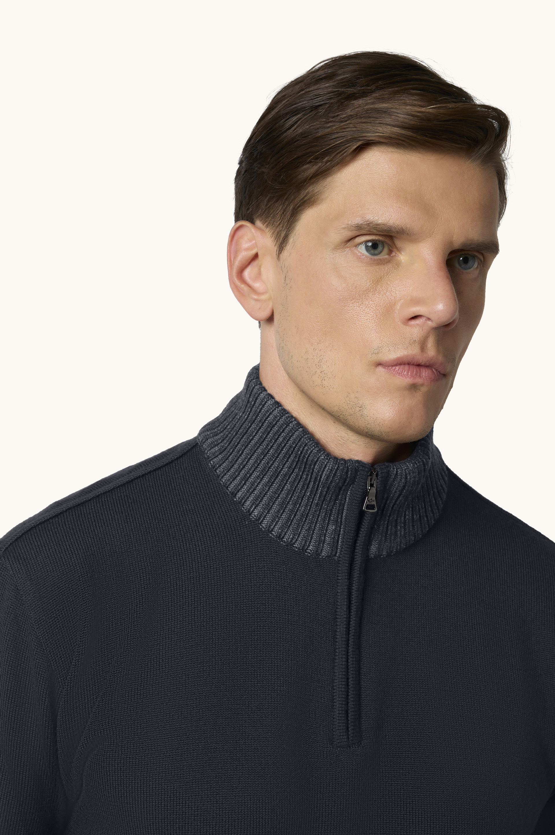 Soft Cool Touch wool half zip sweater image number 4