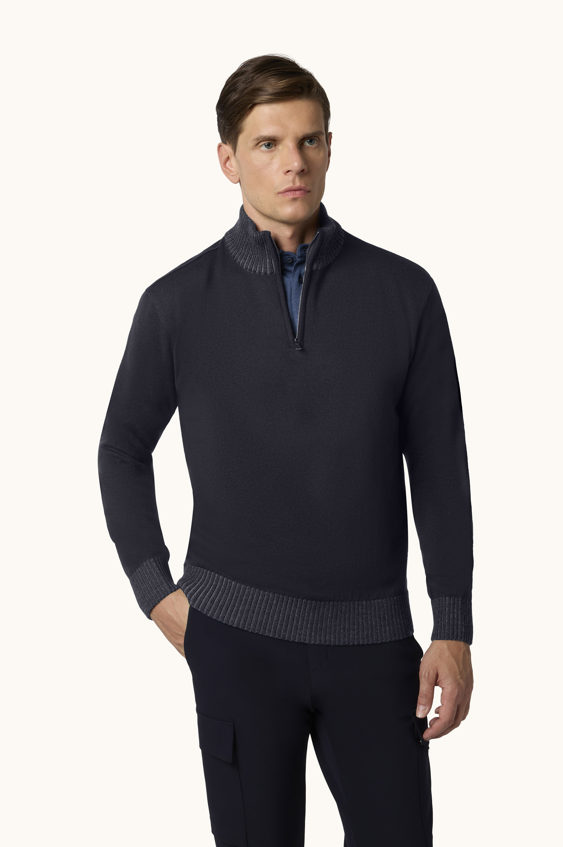 Soft Cool Touch wool half zip sweater image number 0