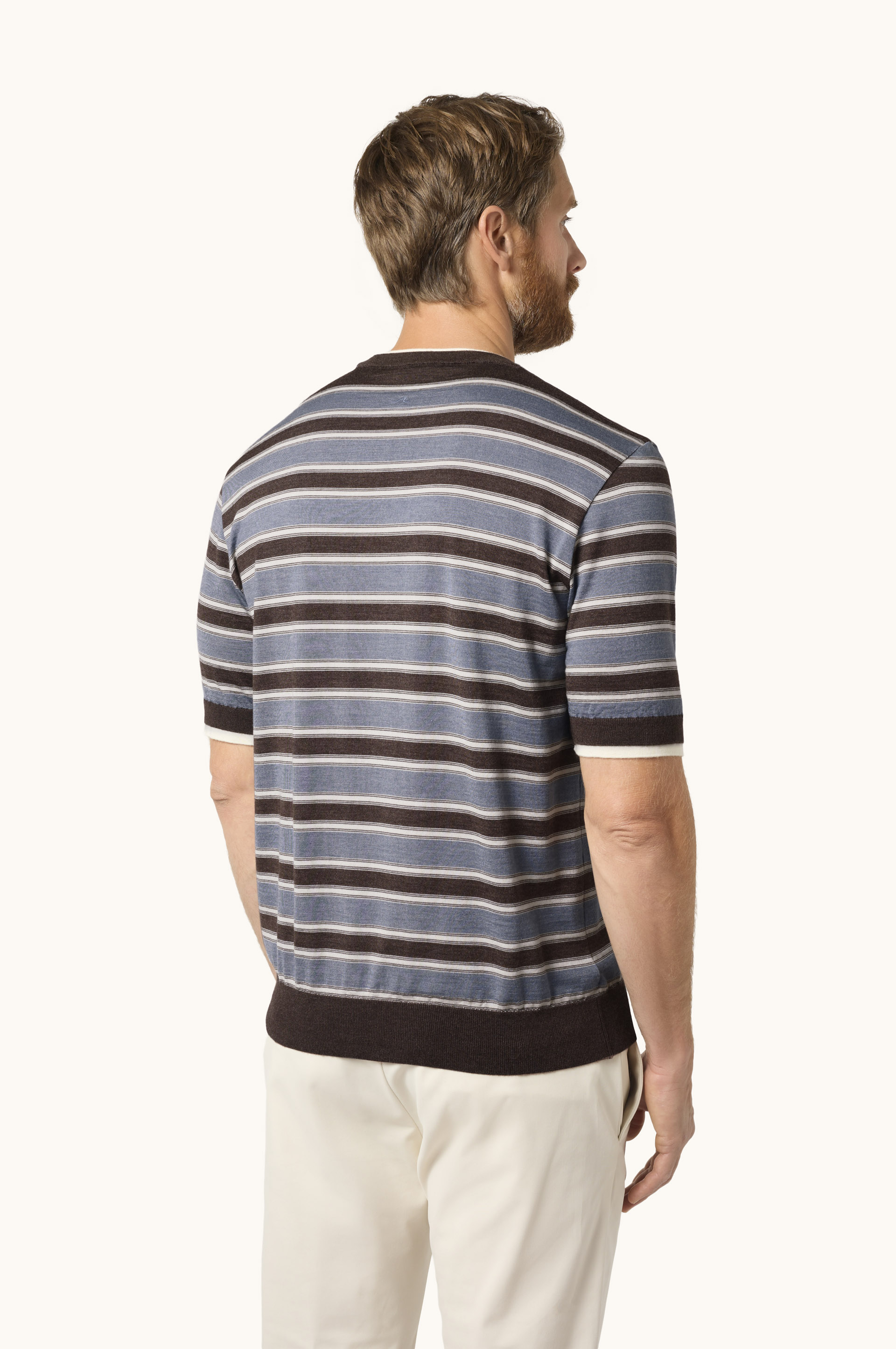Maglia in lana e seta a righe con doppio collo image number 3