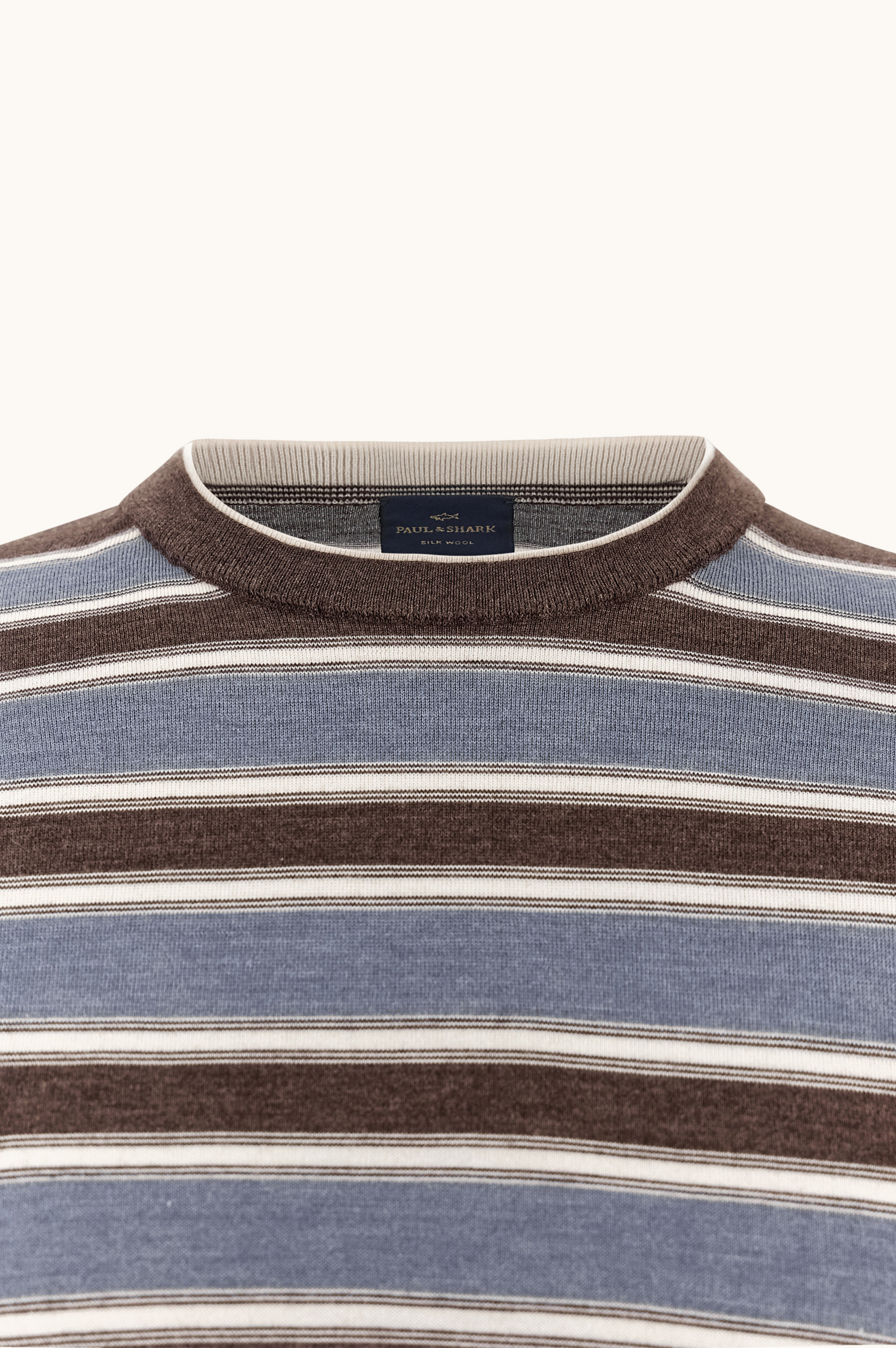 Maglia in lana e seta a righe con doppio collo image number 6