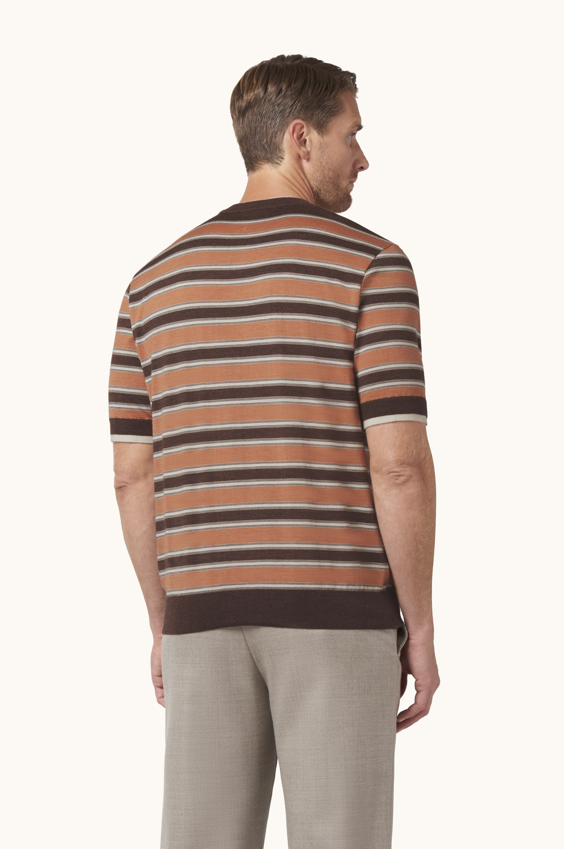 Maglia in lana e seta a righe con doppio collo image number 3