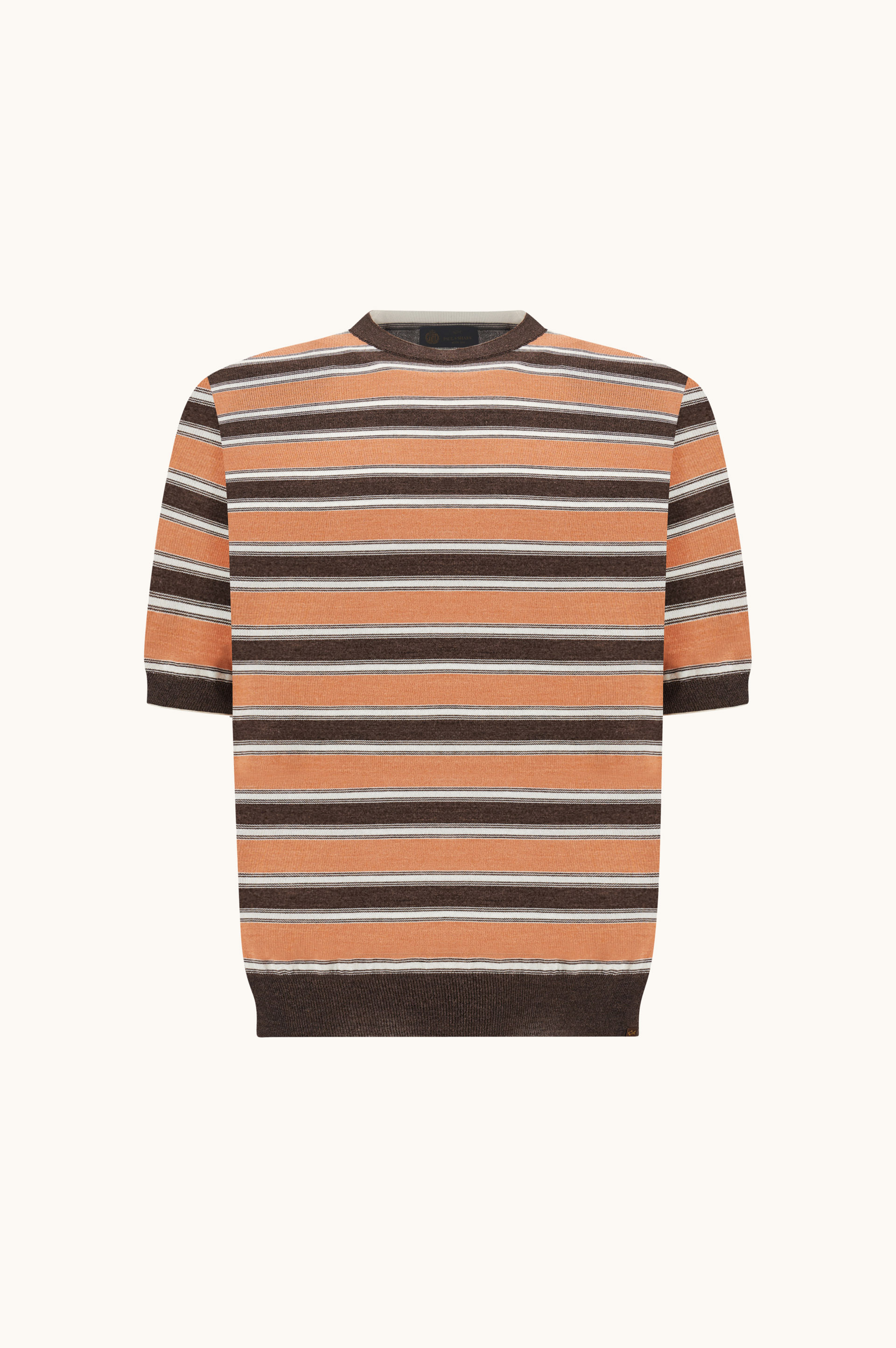 Striped wool and silk sweater with double collar image number 0