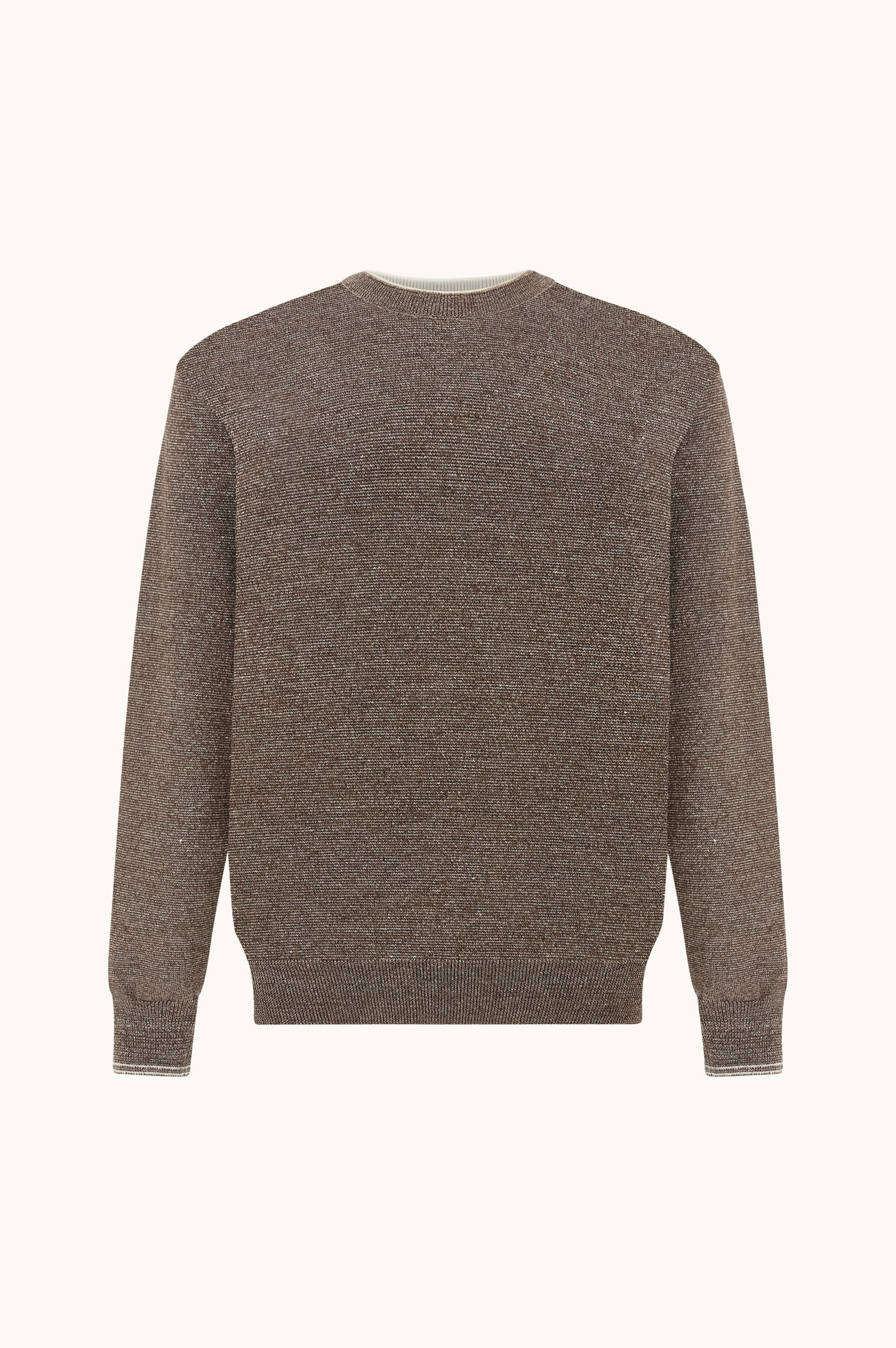 Fil-&agrave;-fil crewneck sweater in wool and linen with double collar image number 1