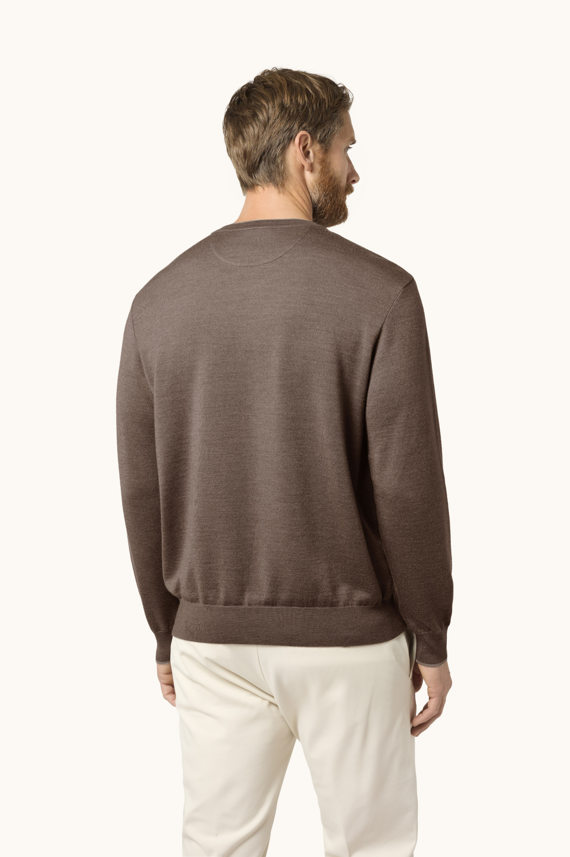 Wool and silk crewneck with contrast trim image number 3
