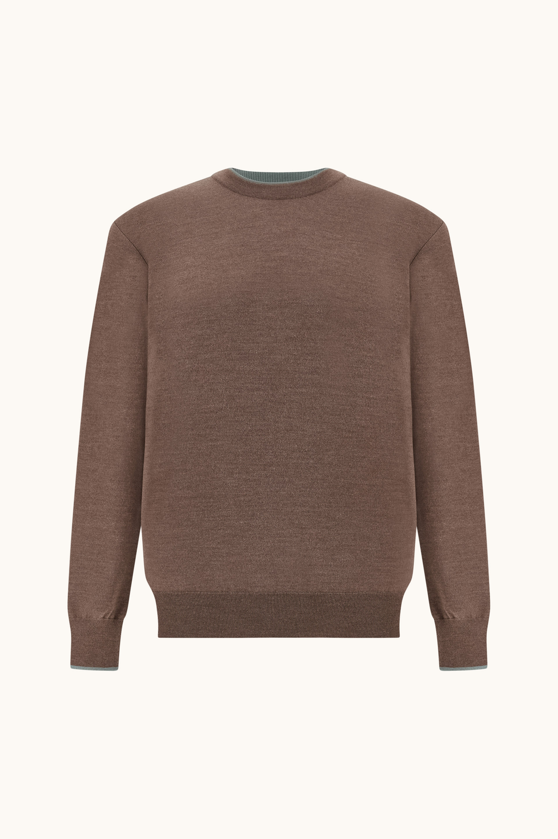 Wool and silk crewneck with contrast trim image number 1