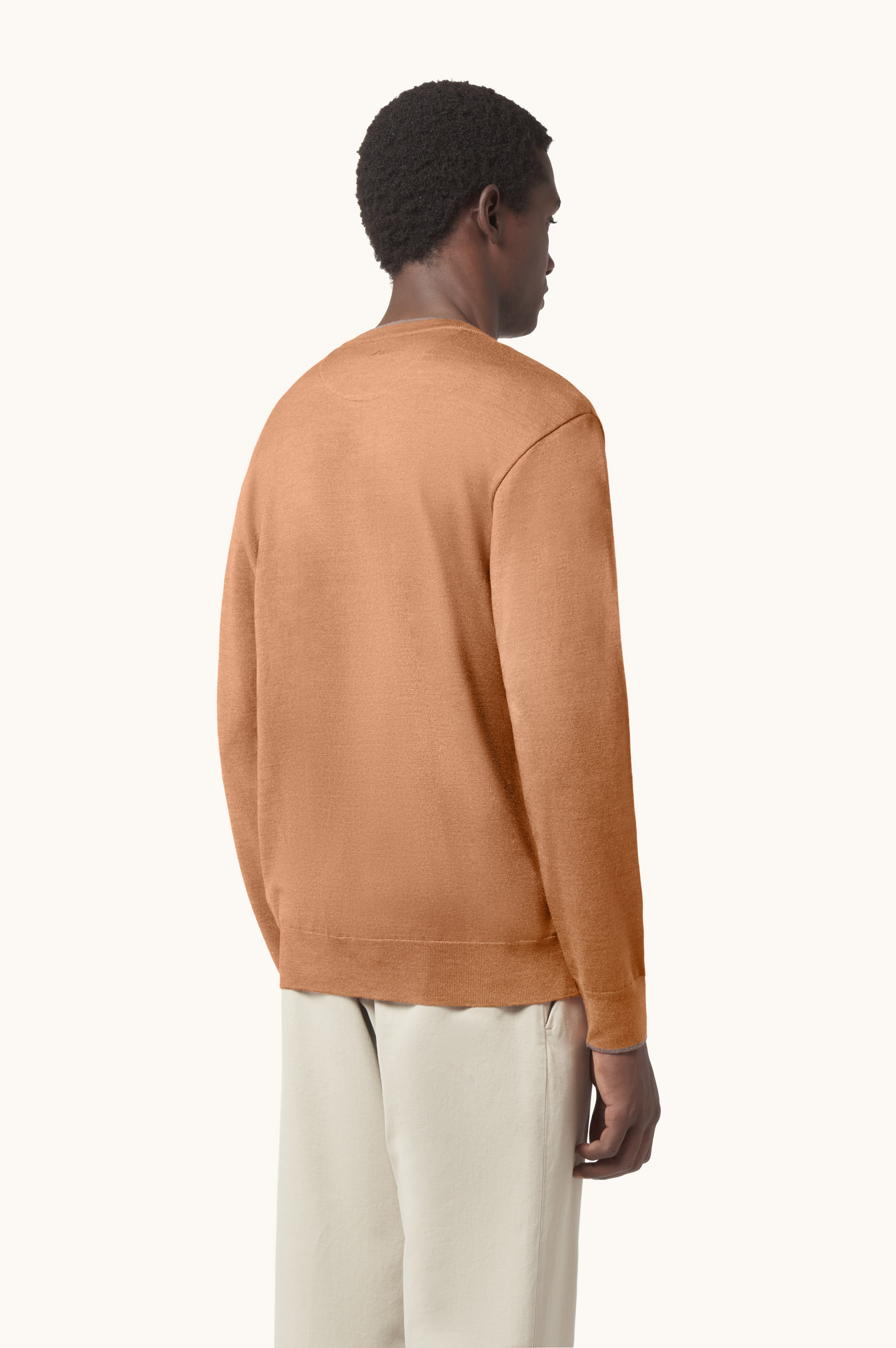 Wool and silk crewneck with contrast trim image number 2