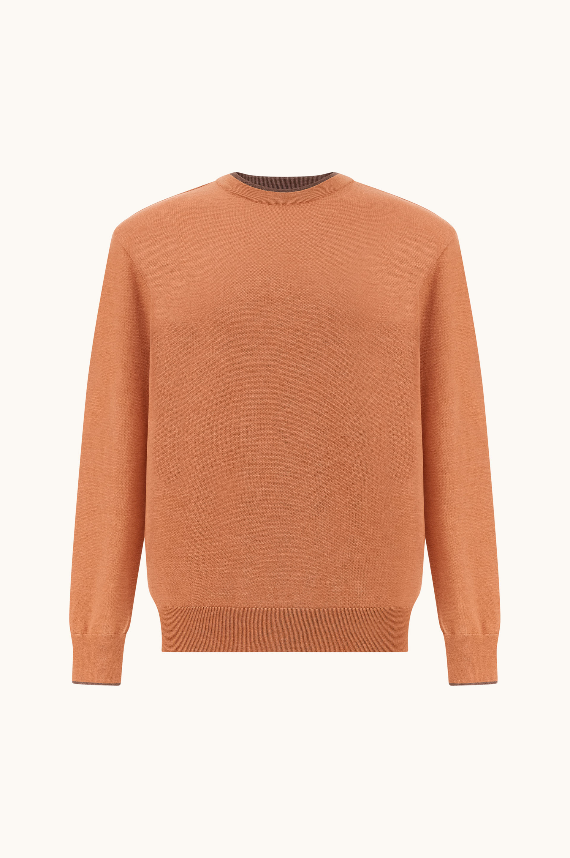 Wool and silk crewneck with contrast trim image number 1