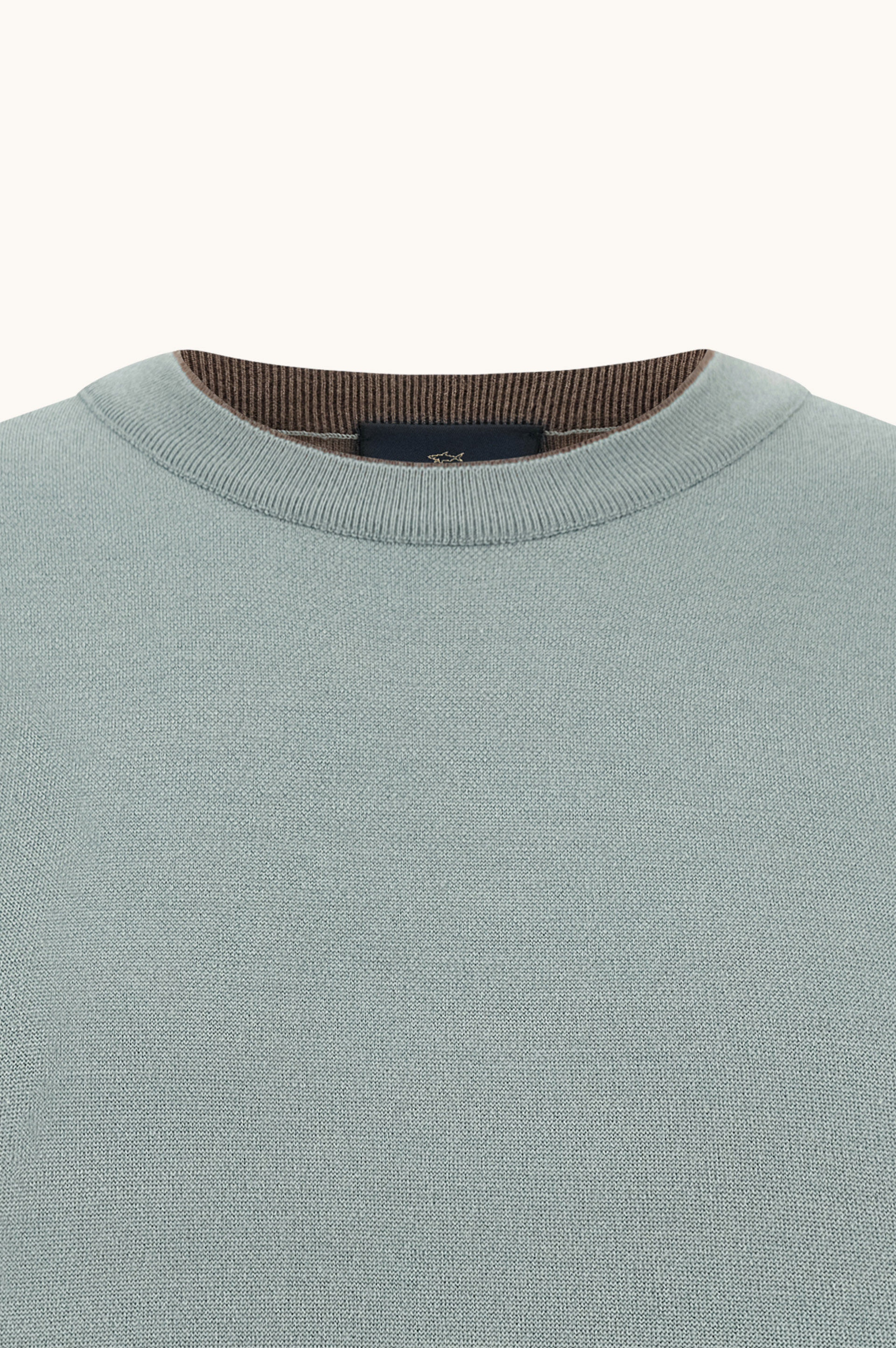 Wool and silk crewneck with contrast trim image number 1