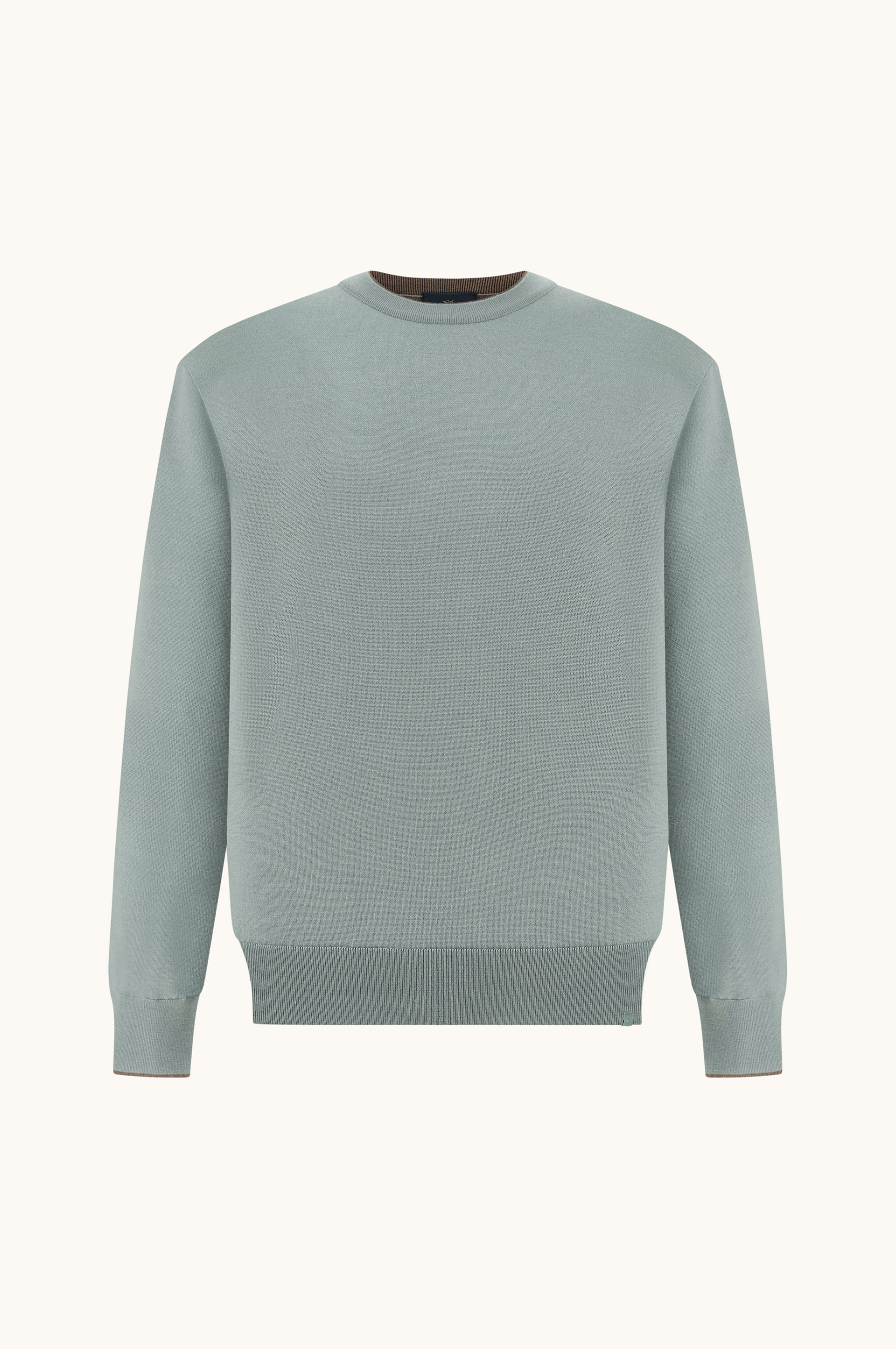 Wool and silk crewneck with contrast trim image number 0