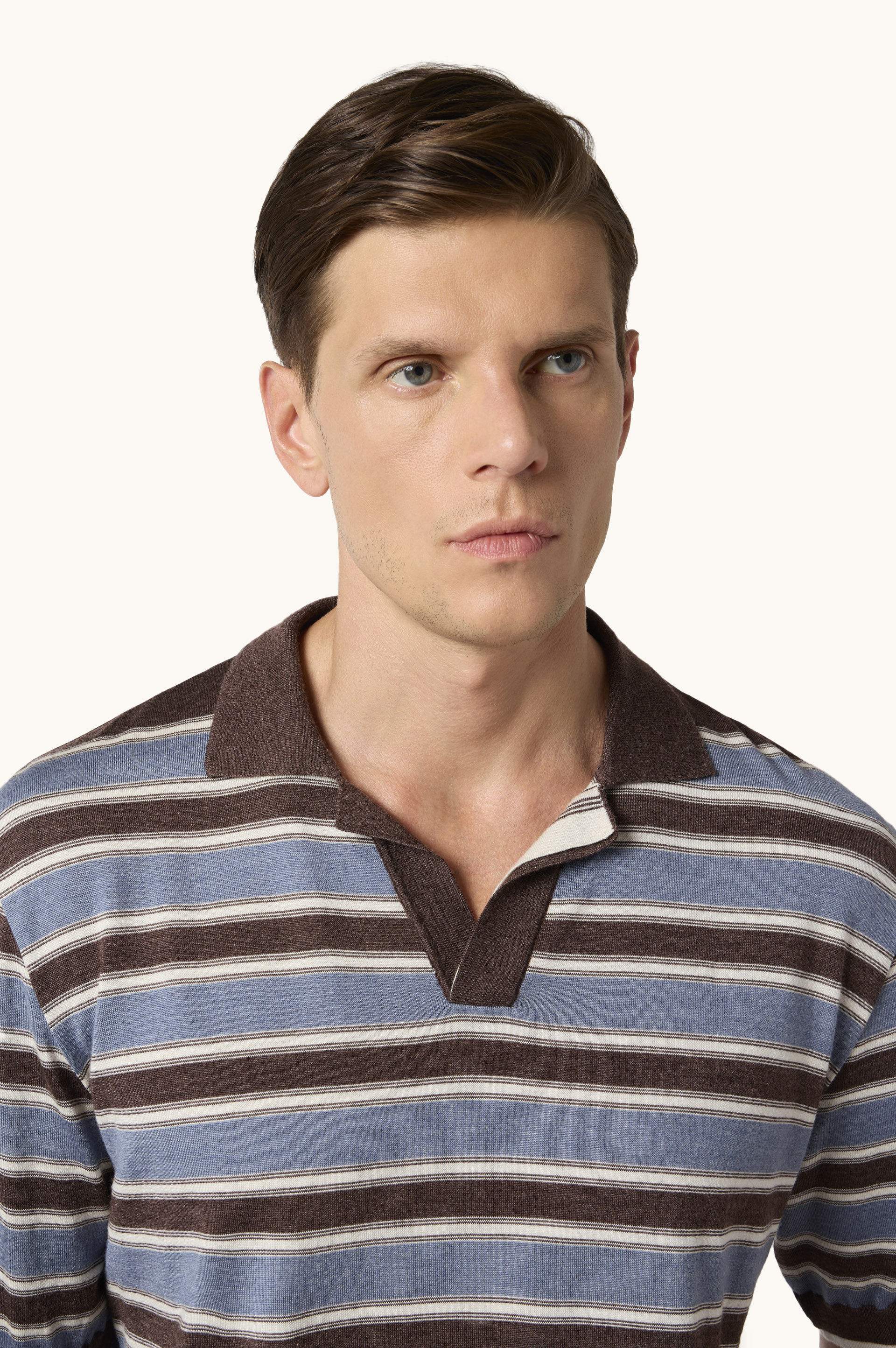 Striped Wool and Silk Polo image number 4