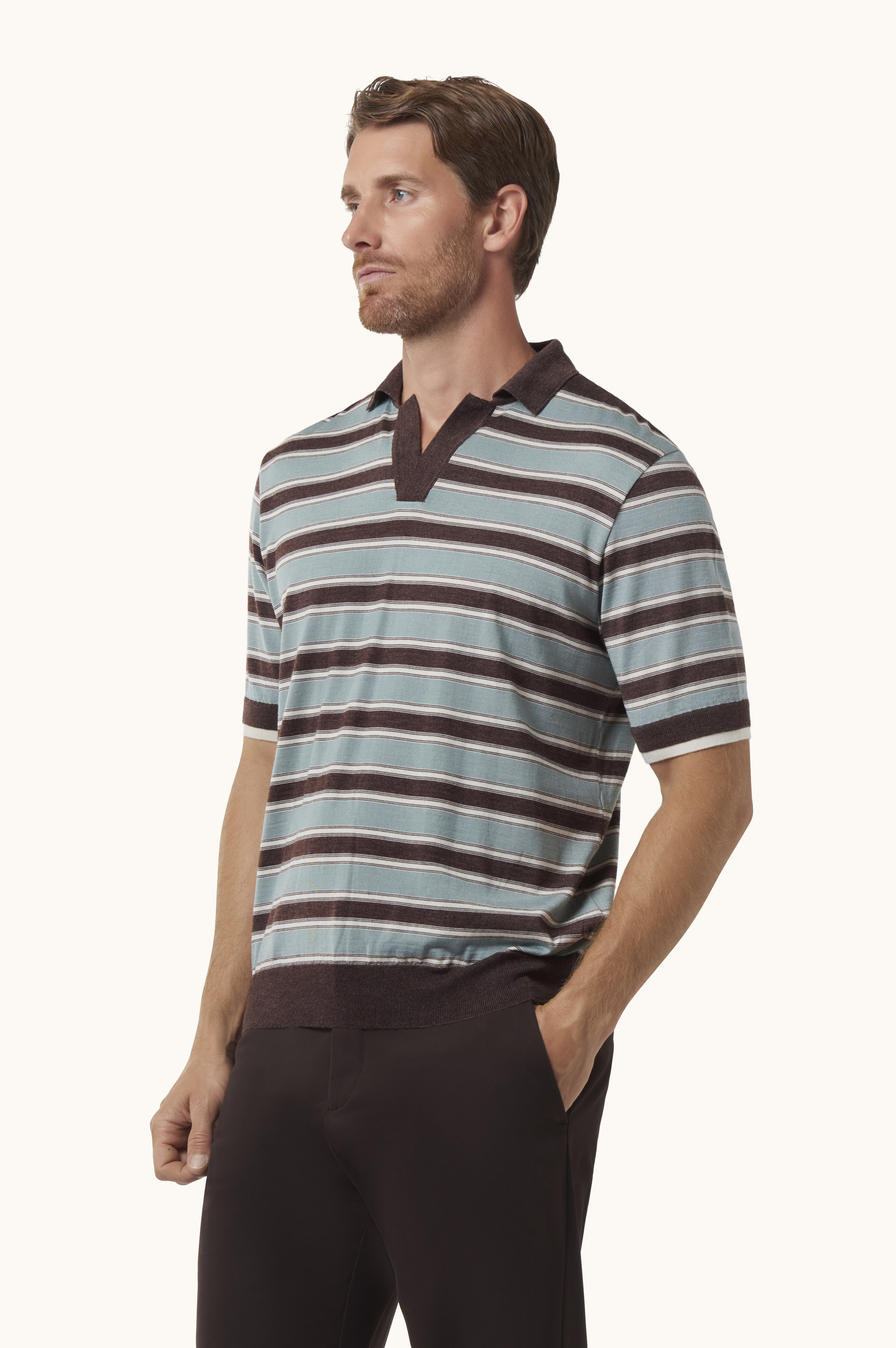 Striped Wool and Silk Polo image number 0
