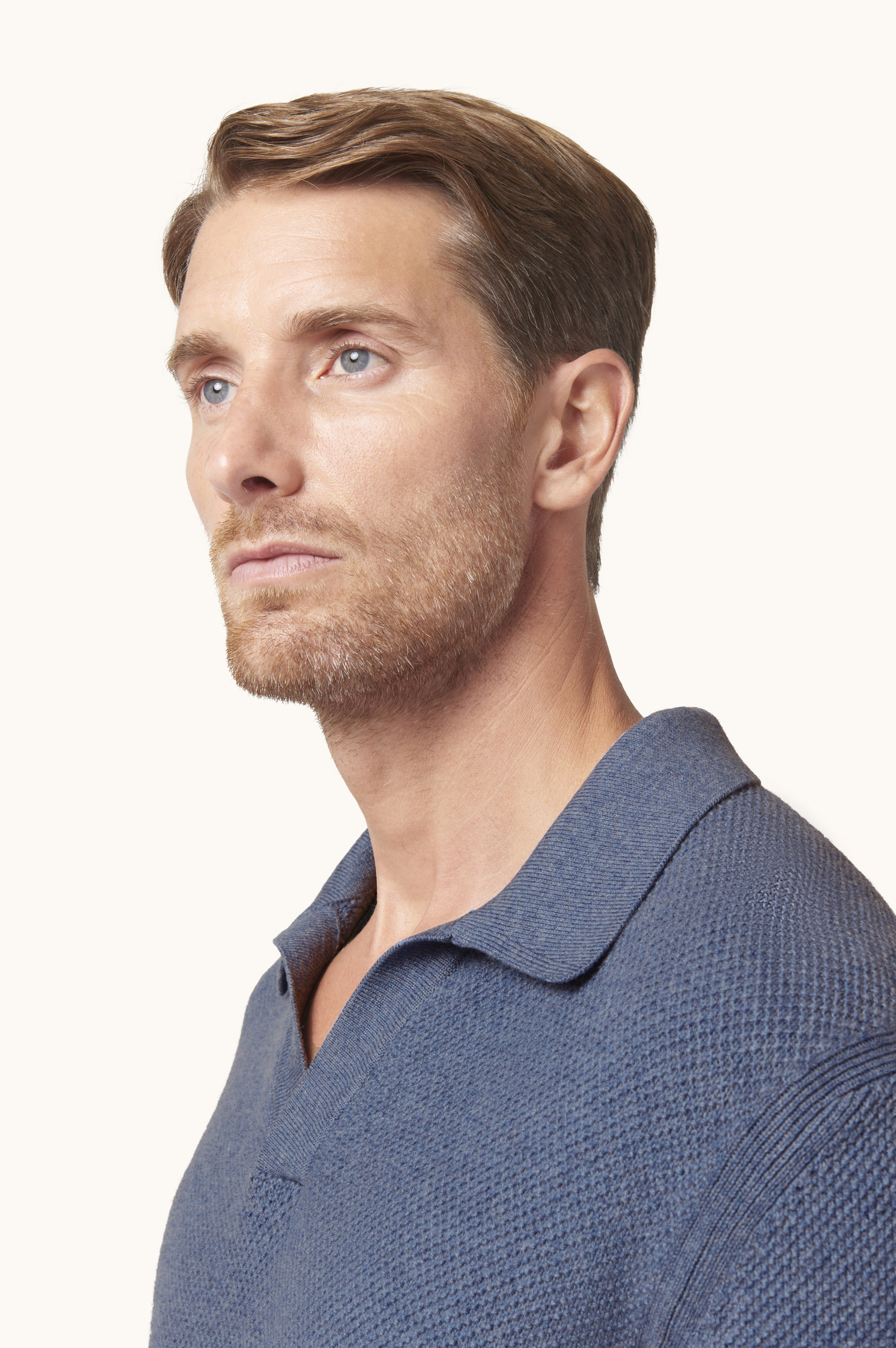 Open-collar polo in wool and cashmere image number 4
