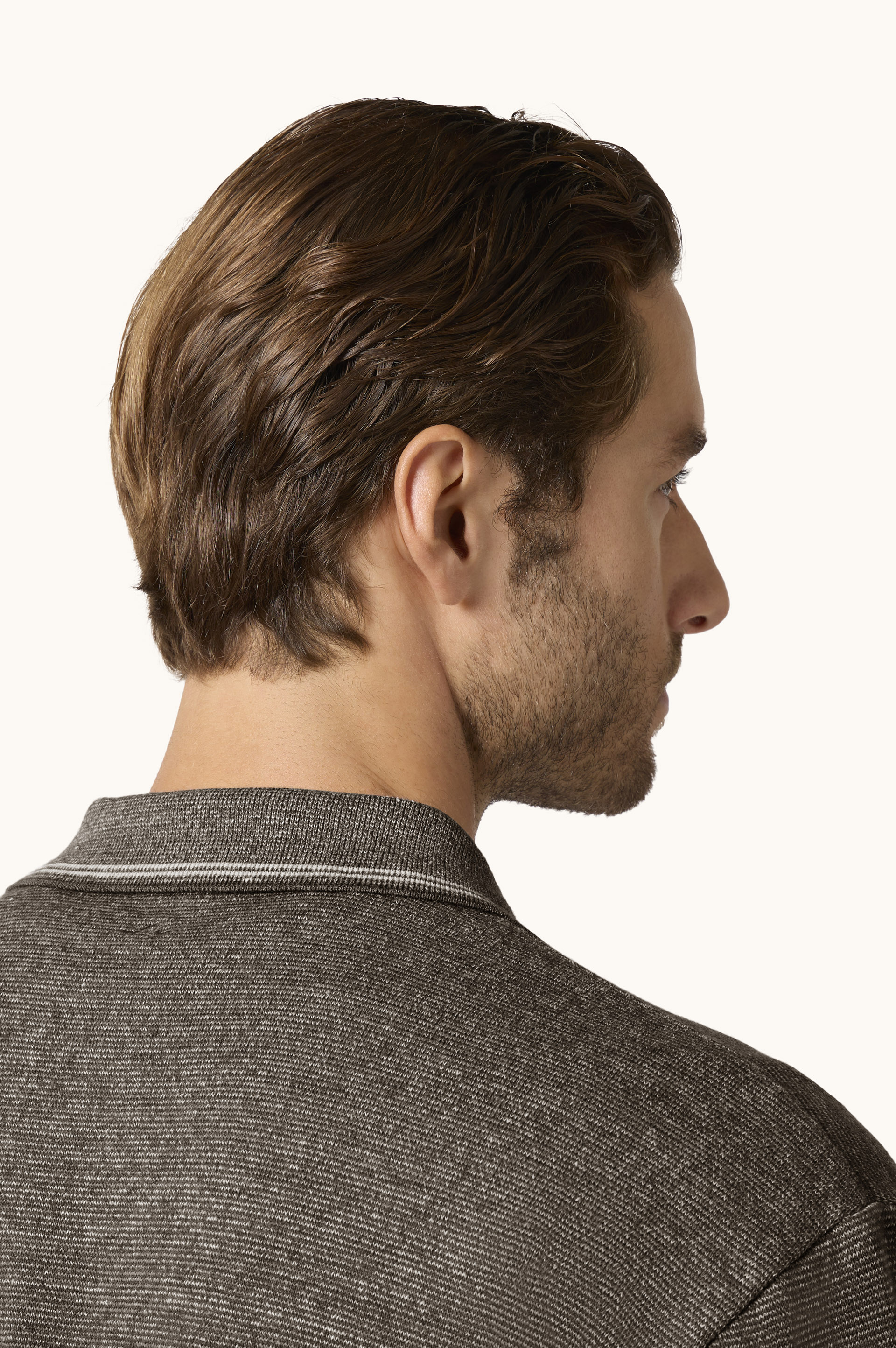 Open Collar Wool and Linen Polo image number 5