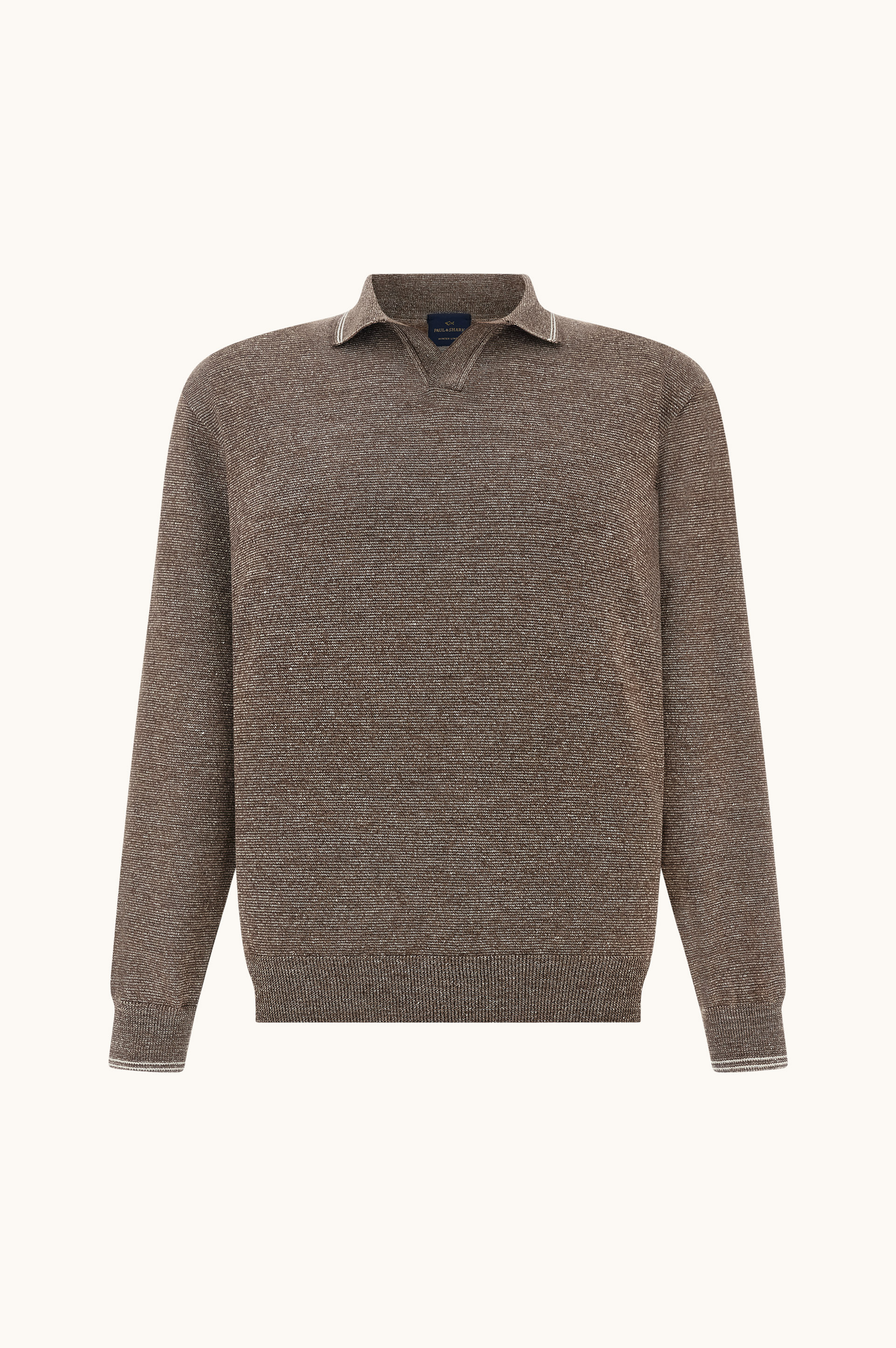 Open Collar Wool and Linen Polo image number 1