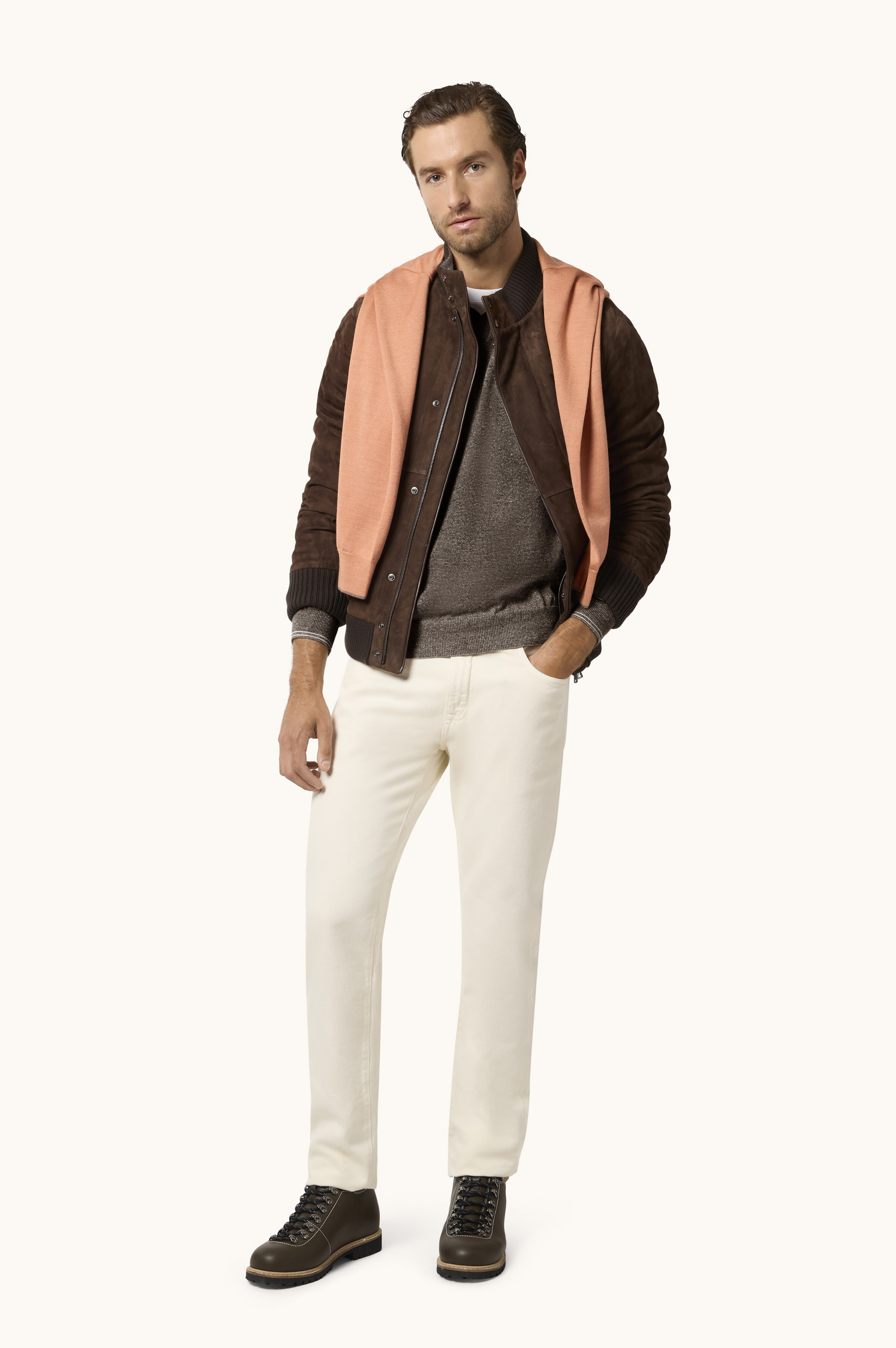 Open Collar Wool and Linen Polo image number 2