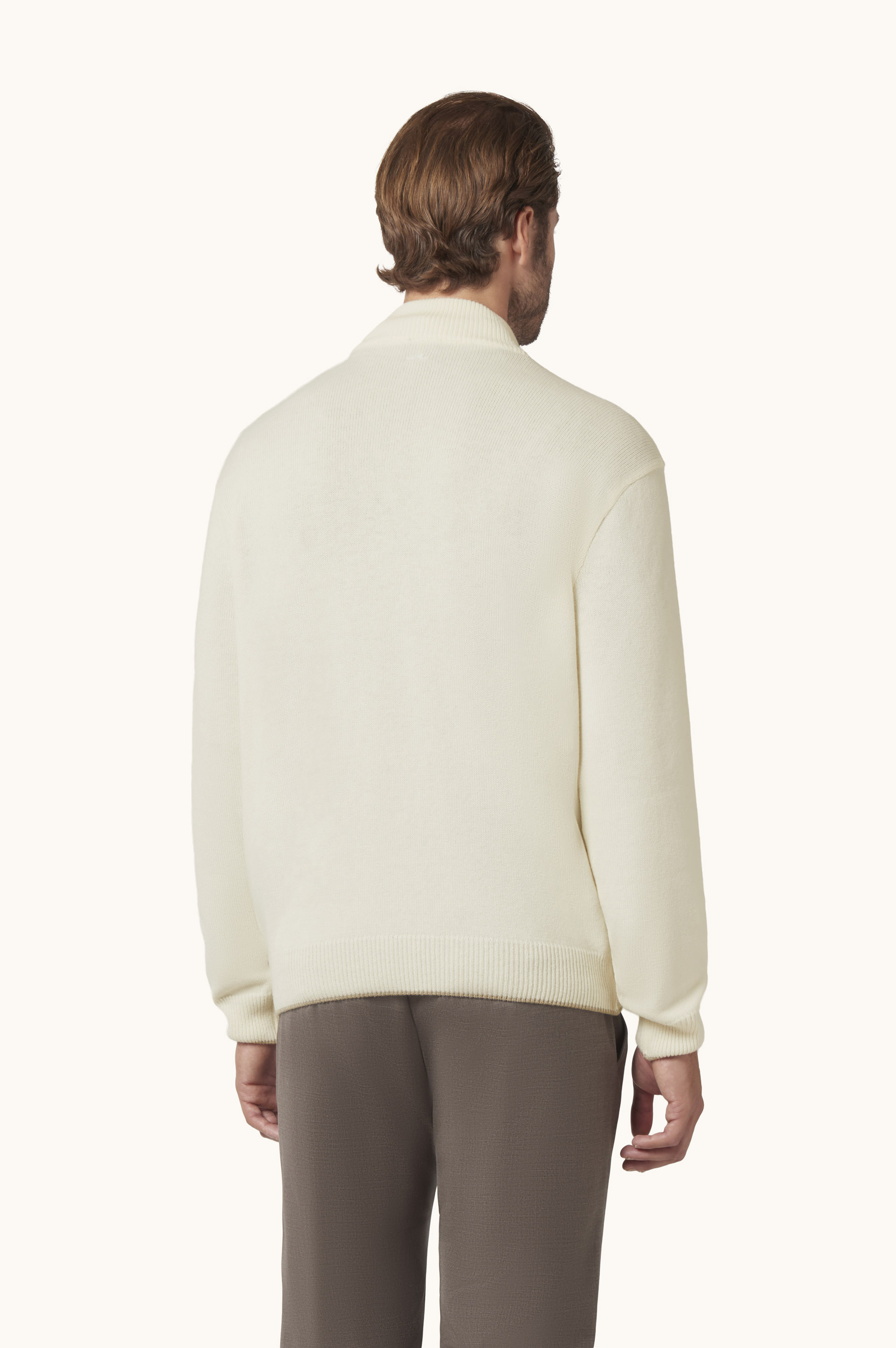 Half-zip sweater in wool and cashmere with suede details image number 3