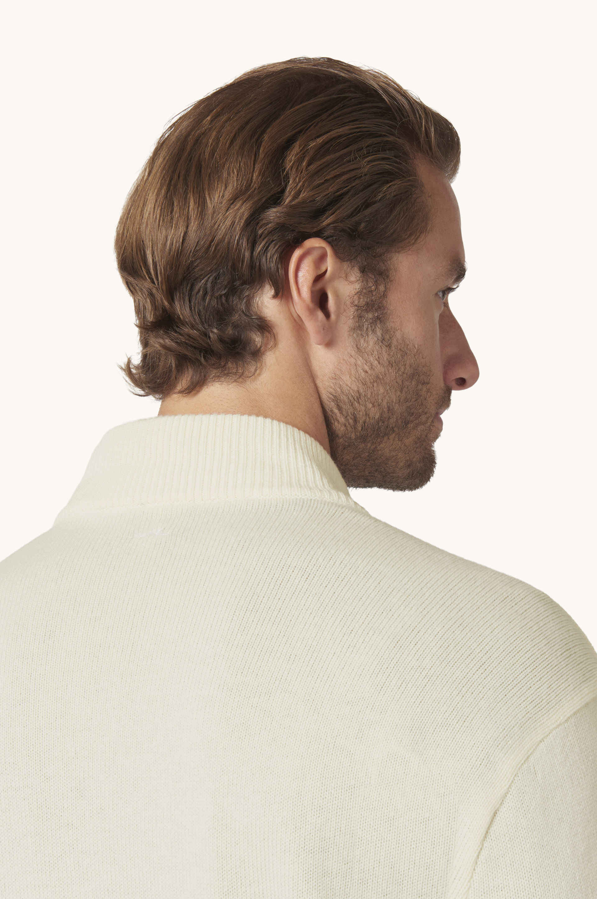 Half-zip sweater in wool and cashmere with suede details image number 5
