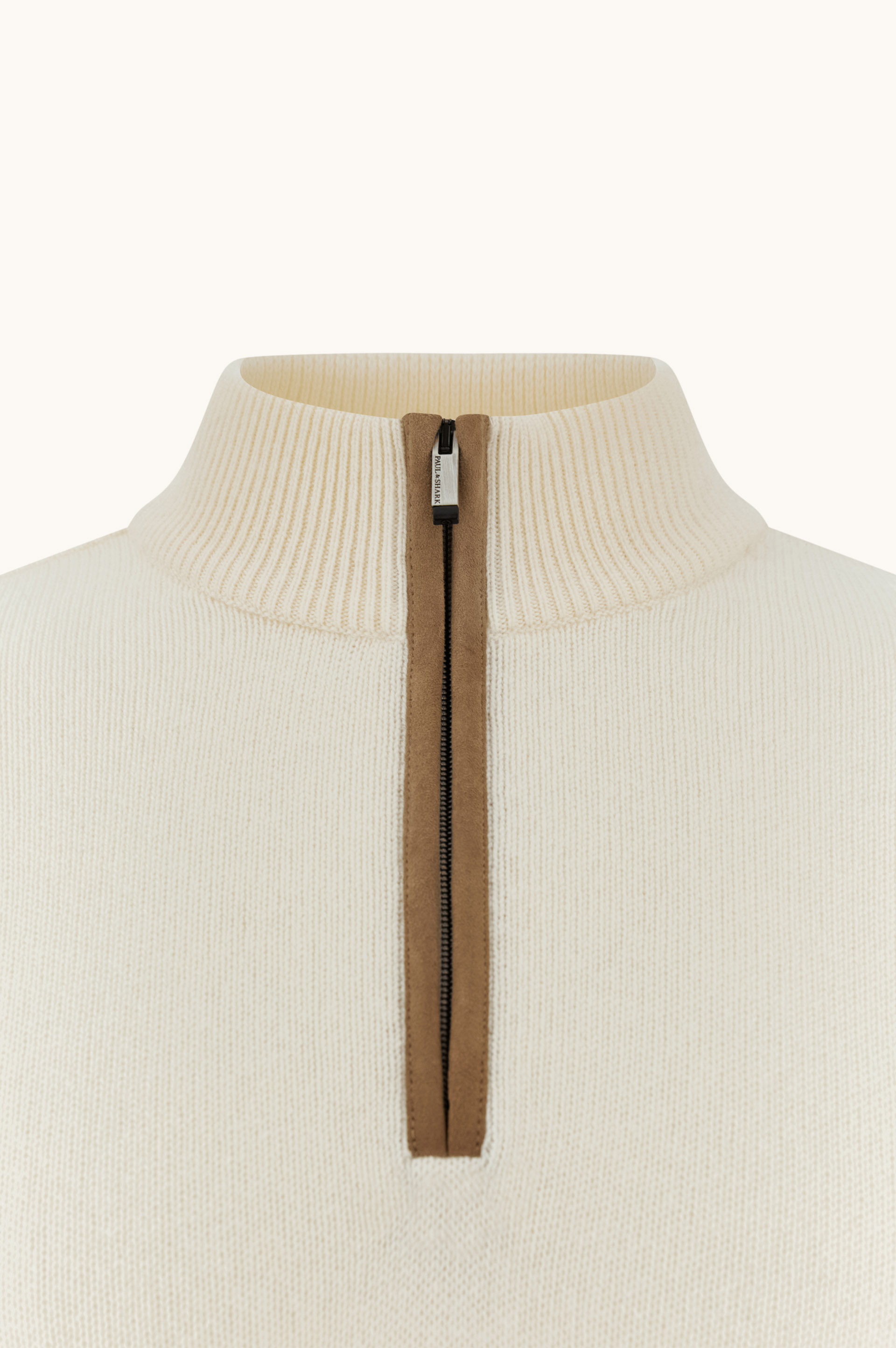 Half-zip sweater in wool and cashmere with suede details image number 6