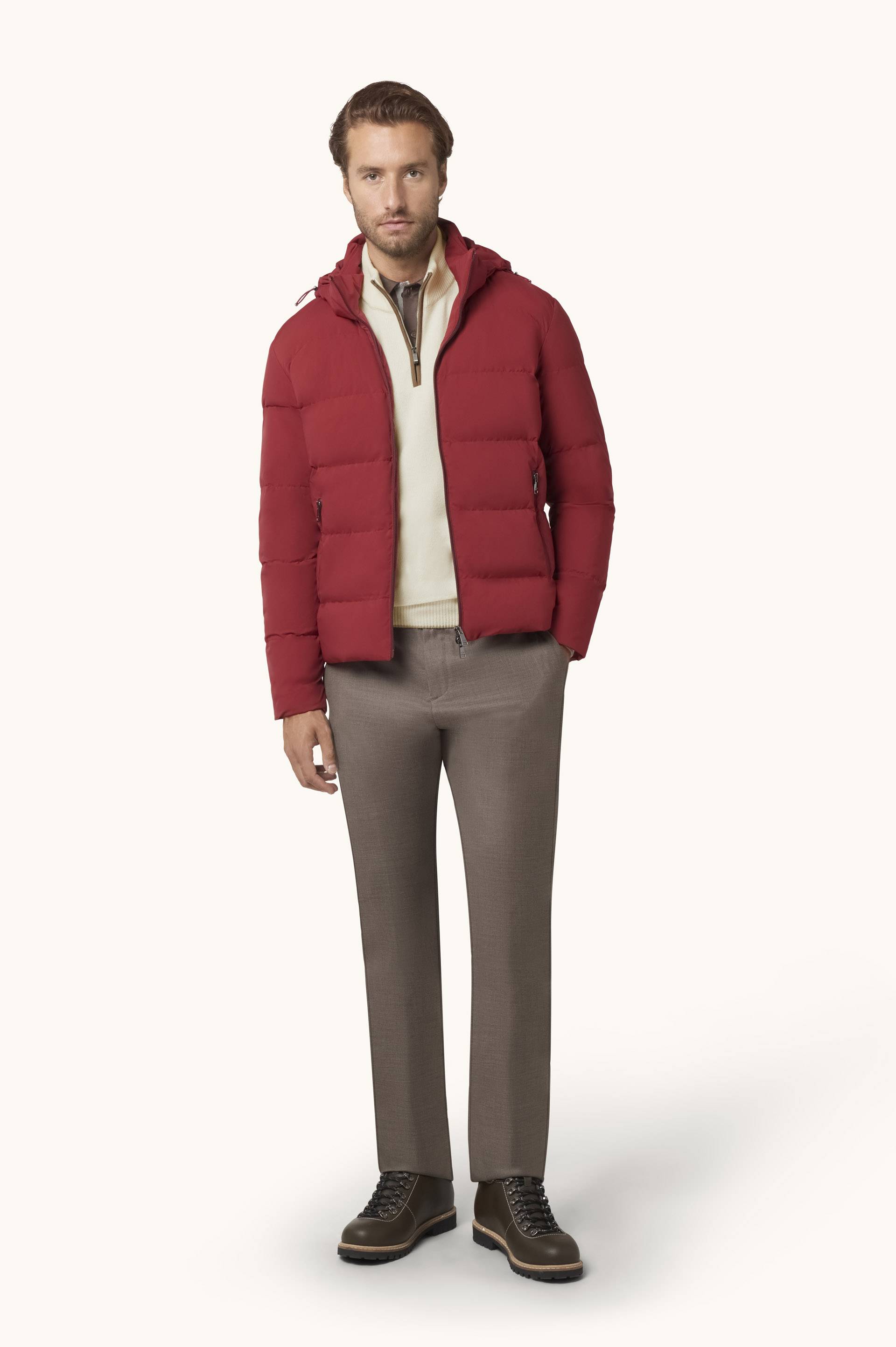 Half-zip sweater in wool and cashmere with suede details image number 2
