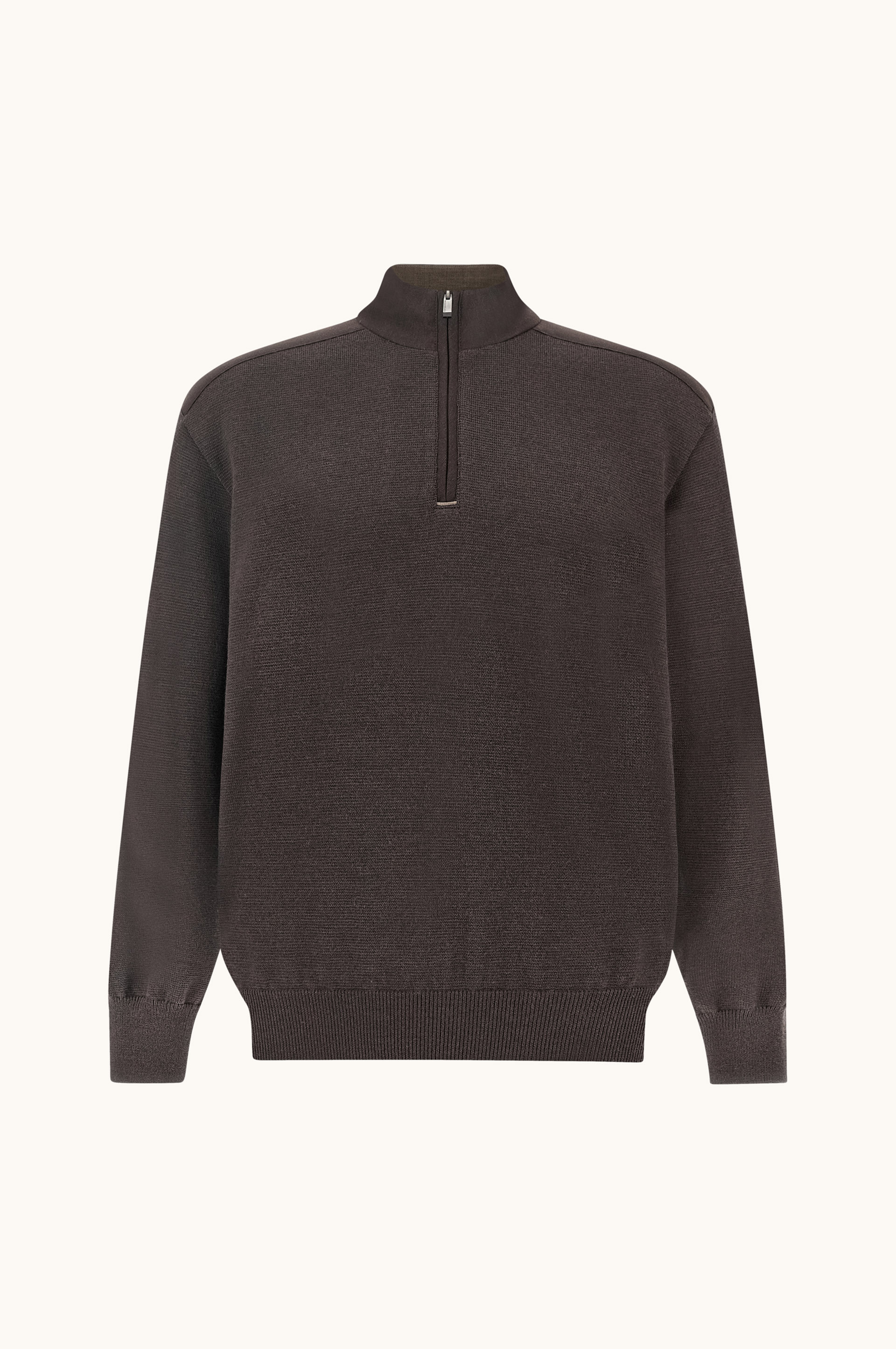 Summer Wool Half-Zip Sweater with Wool and Silk Inserts image number 1