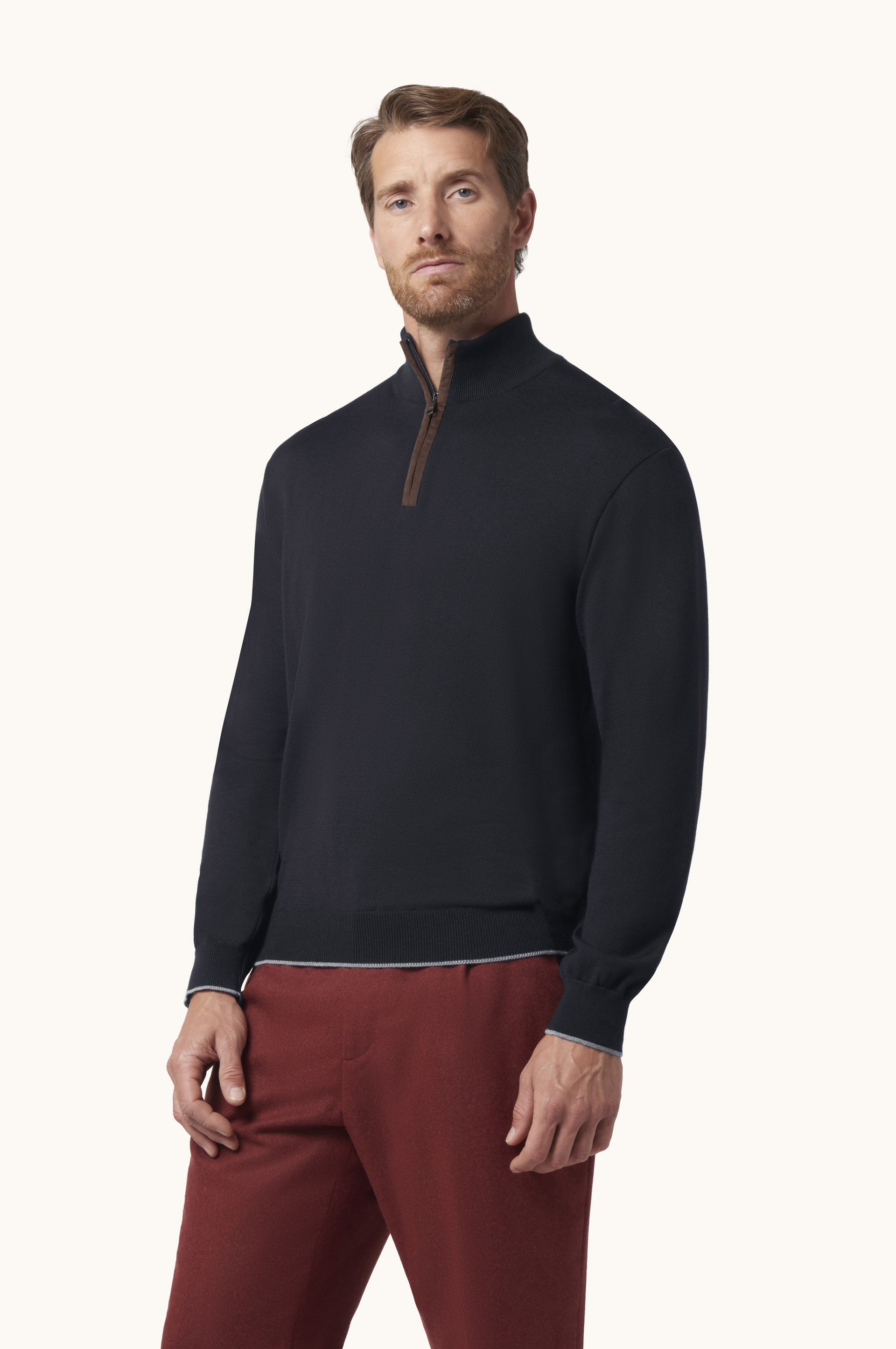 Jersey X-Soft de lana con media cremallera image number 0