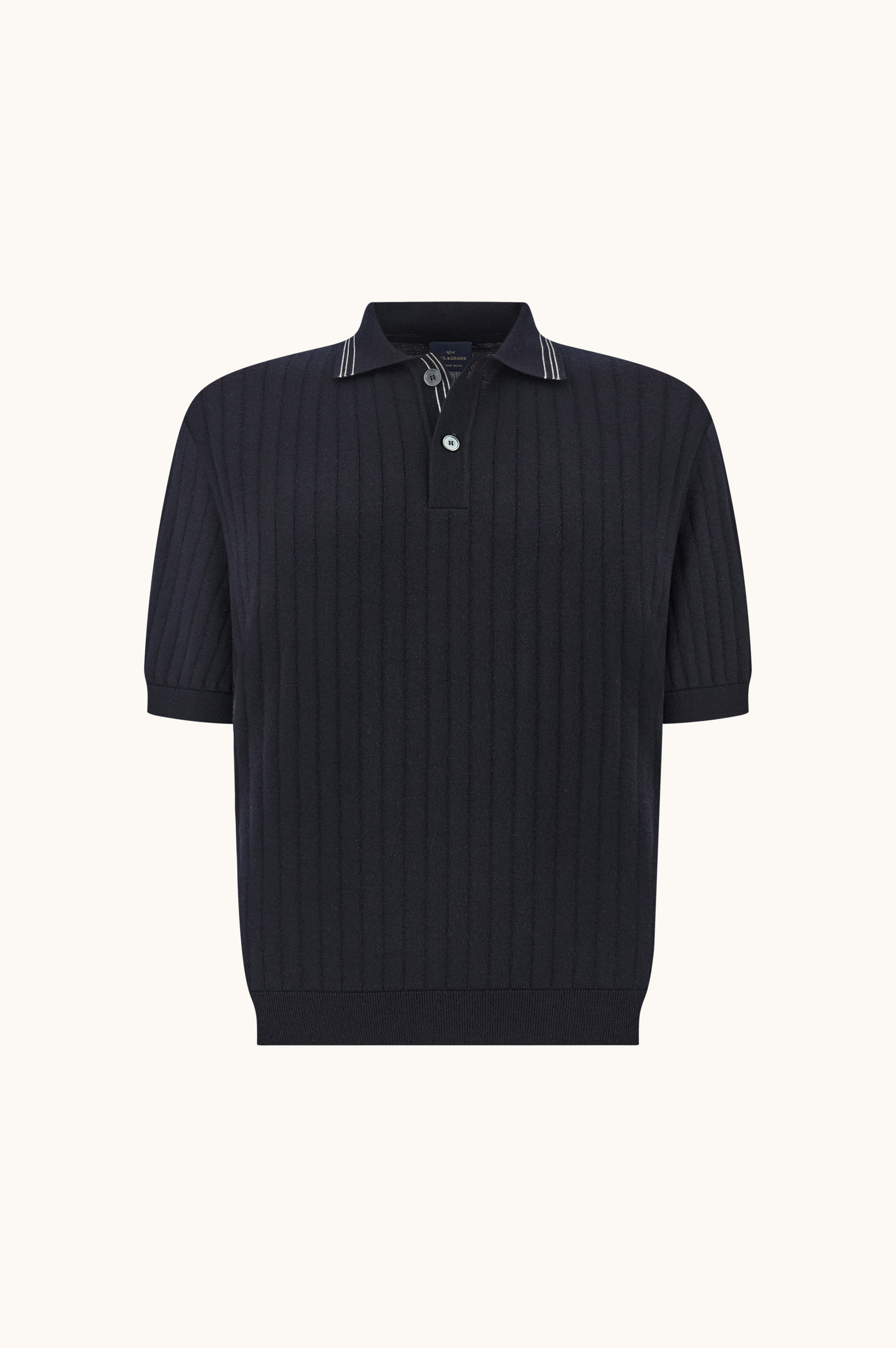 Summer Wool Polo with Striped Details image number 1