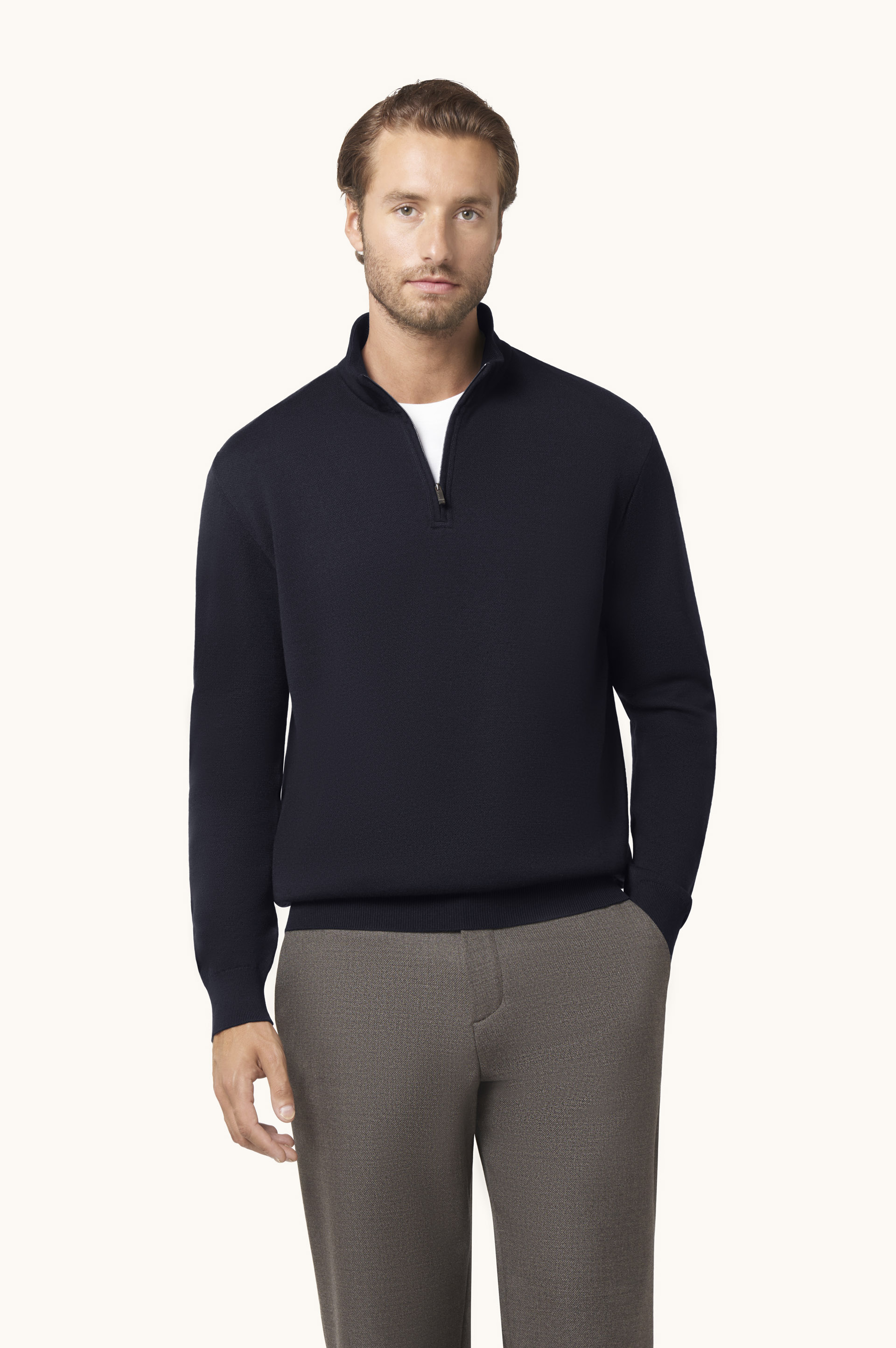 Half-zip sweater in wool and cashmere image number 0