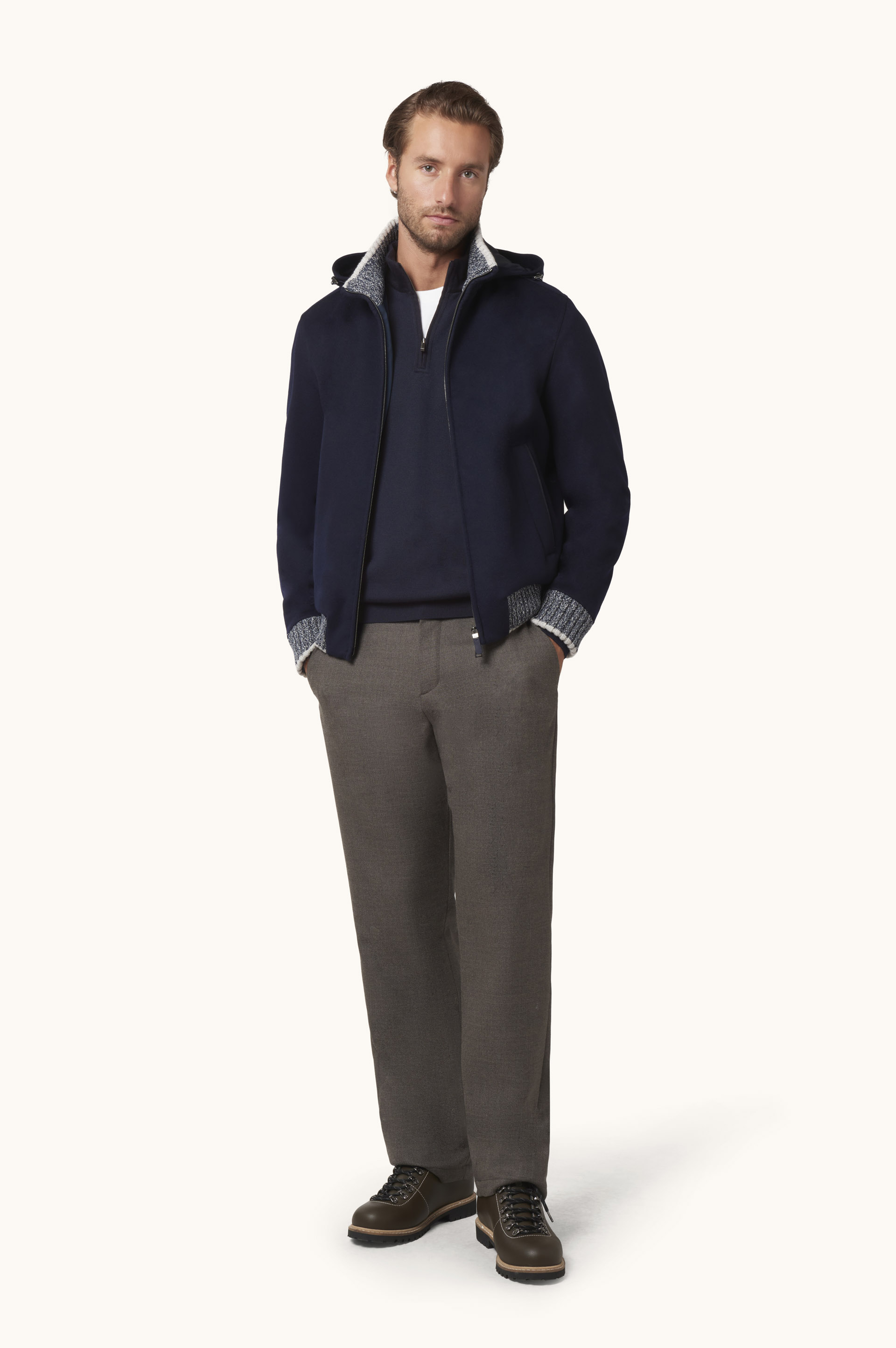 Half-zip sweater in wool and cashmere image number 2
