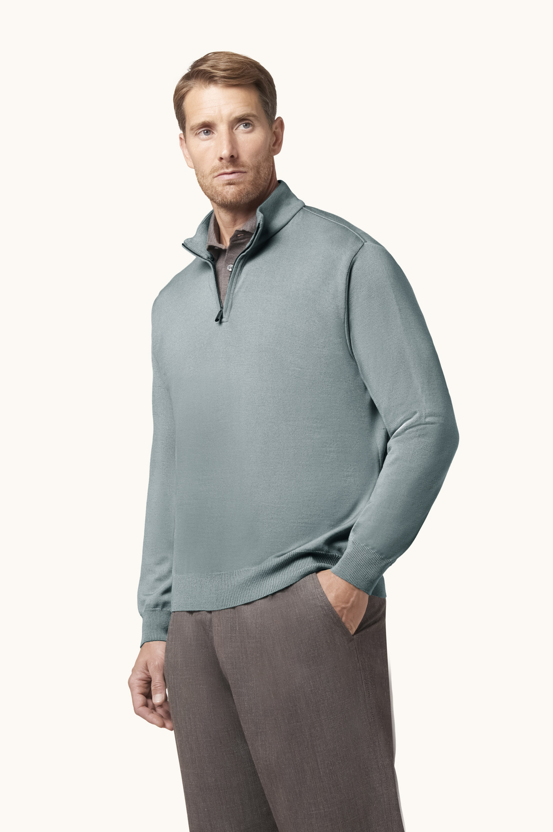 Half-zip sweater in wool and cashmere image number 0