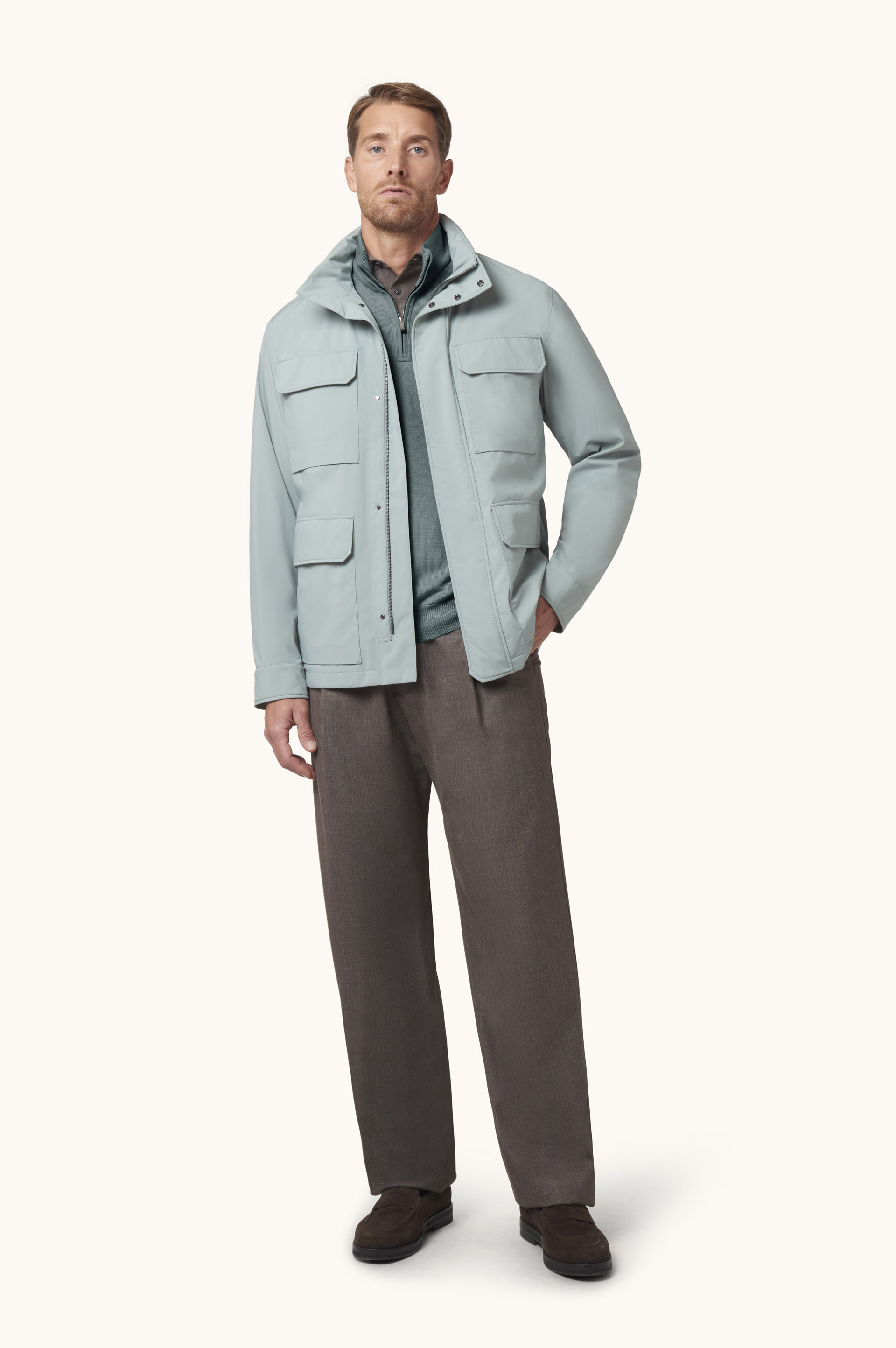 Half-zip sweater in wool and cashmere image number 1