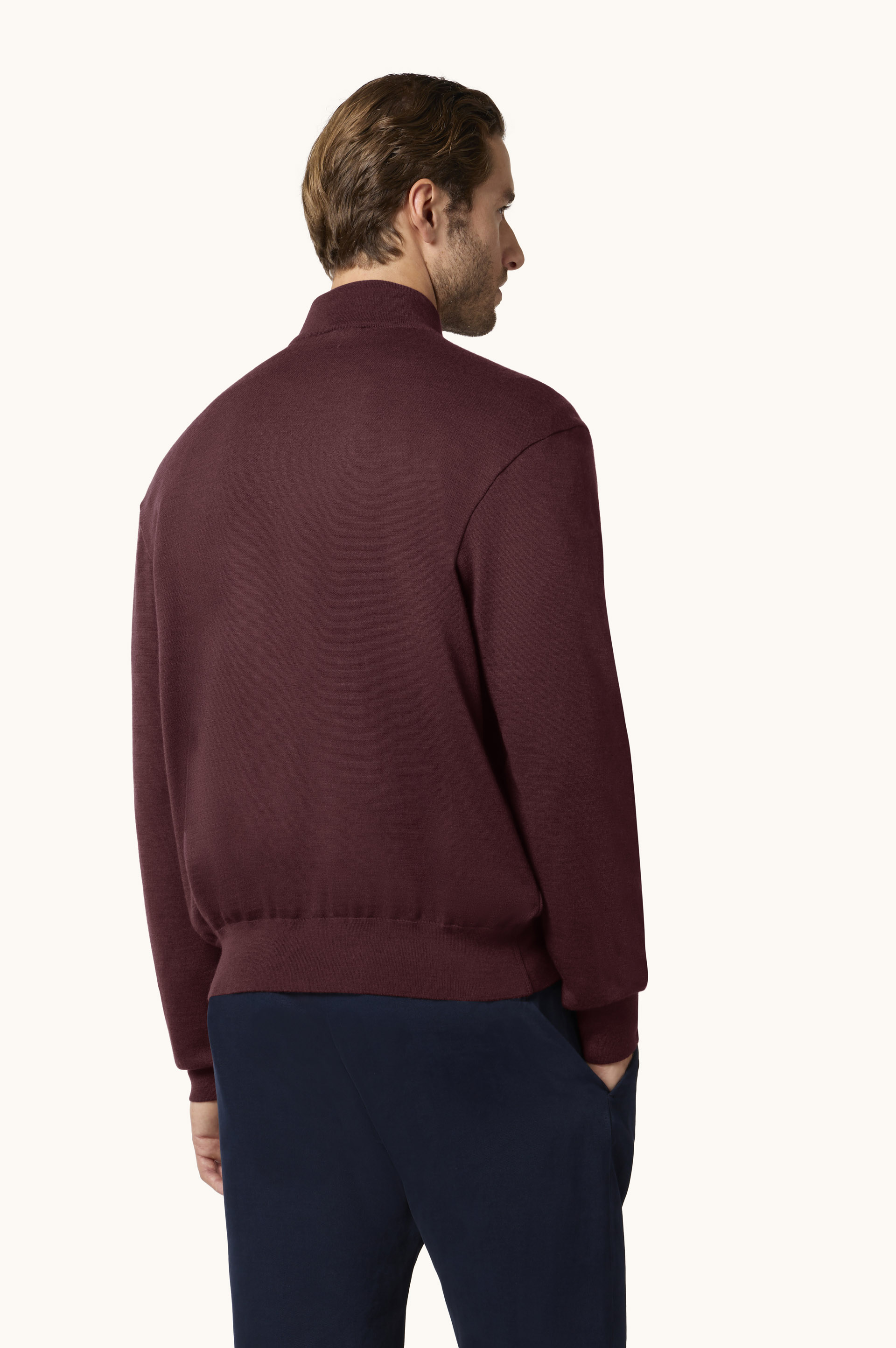 Merinowollpullover mit Halbrei&szlig;verschluss und Alcantara&reg;-Details image number 3