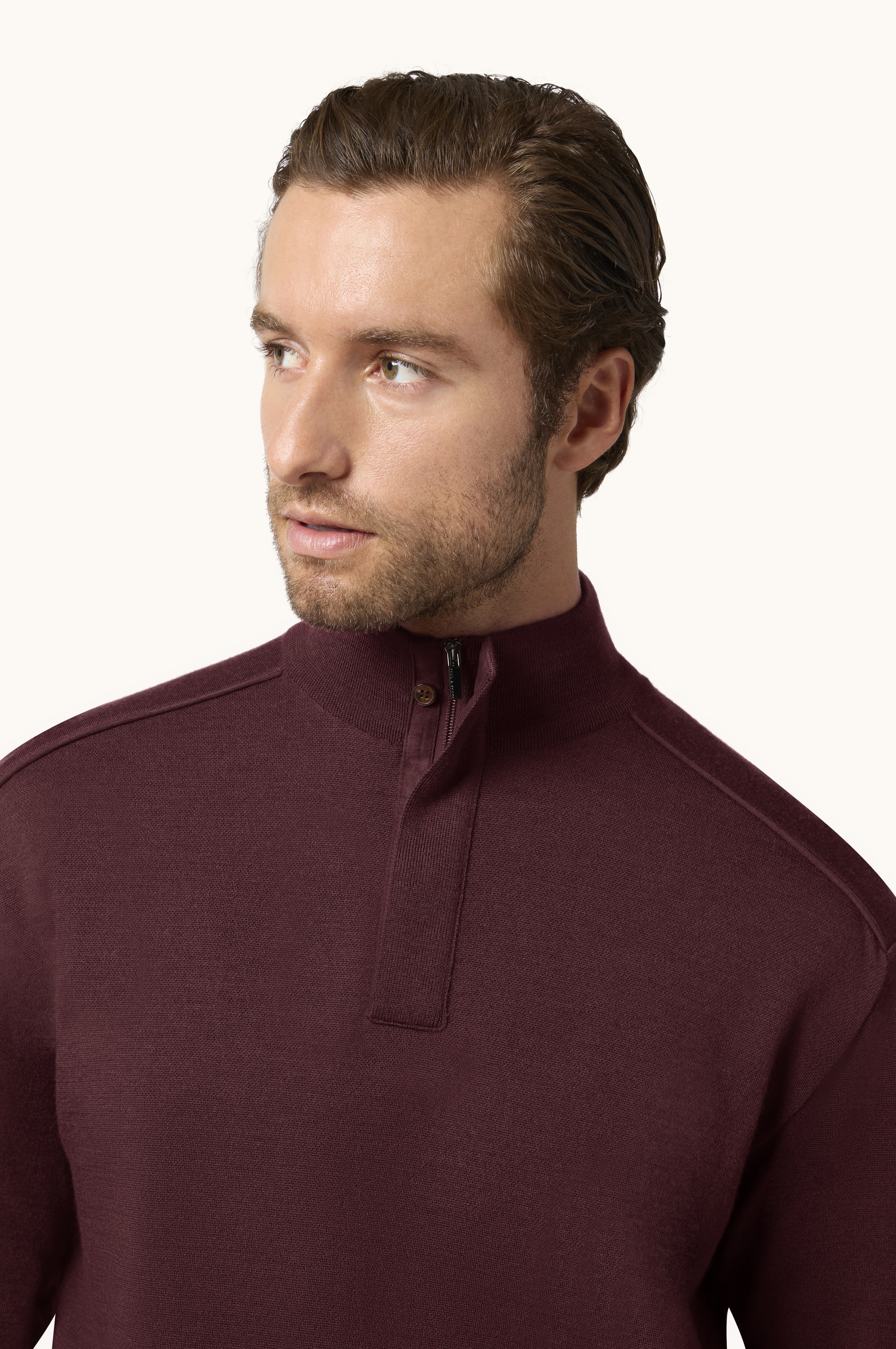 Merinowollpullover mit Halbrei&szlig;verschluss und Alcantara&reg;-Details image number 4