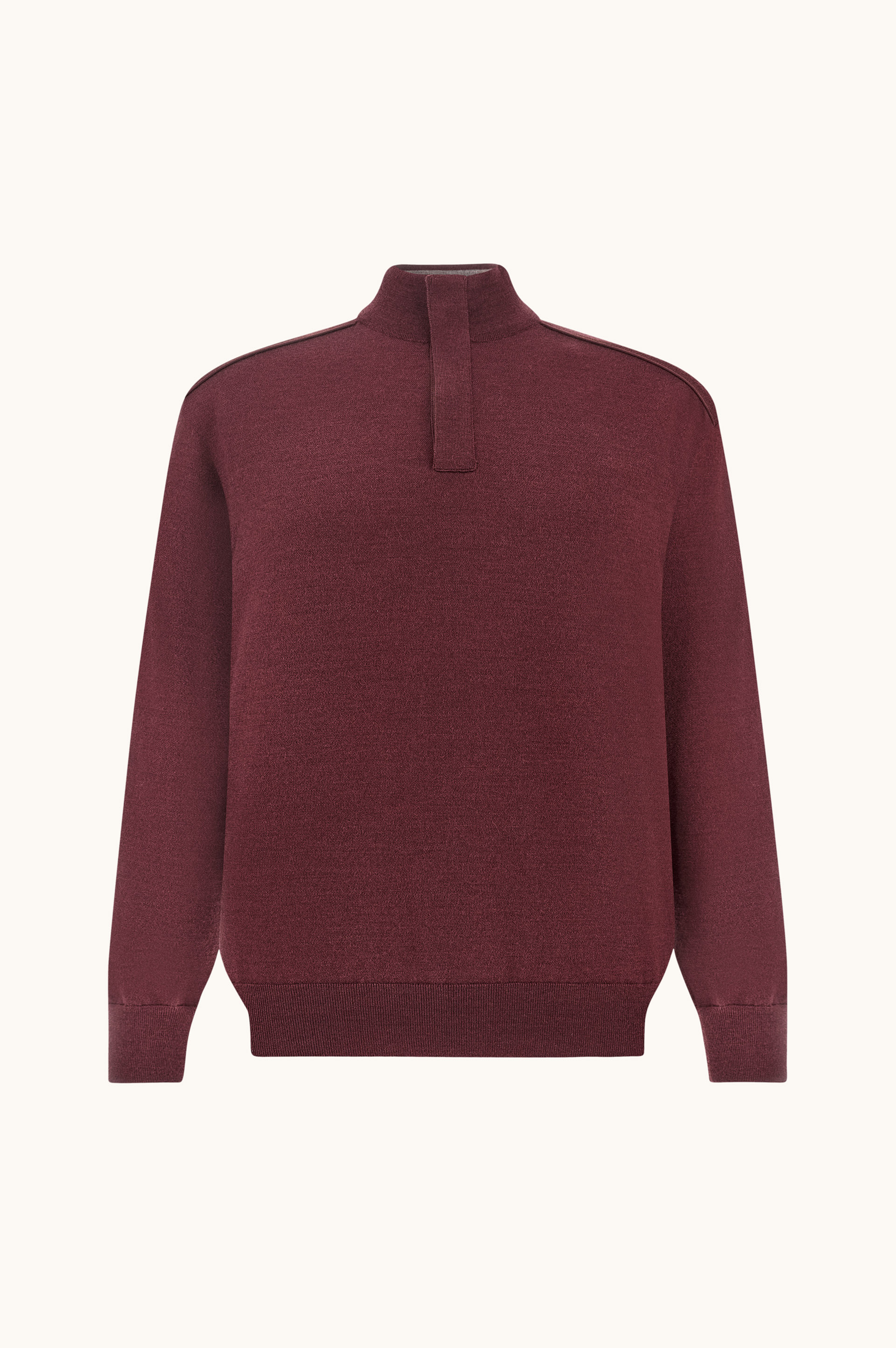 Merinowollpullover mit Halbrei&szlig;verschluss und Alcantara&reg;-Details image number 1
