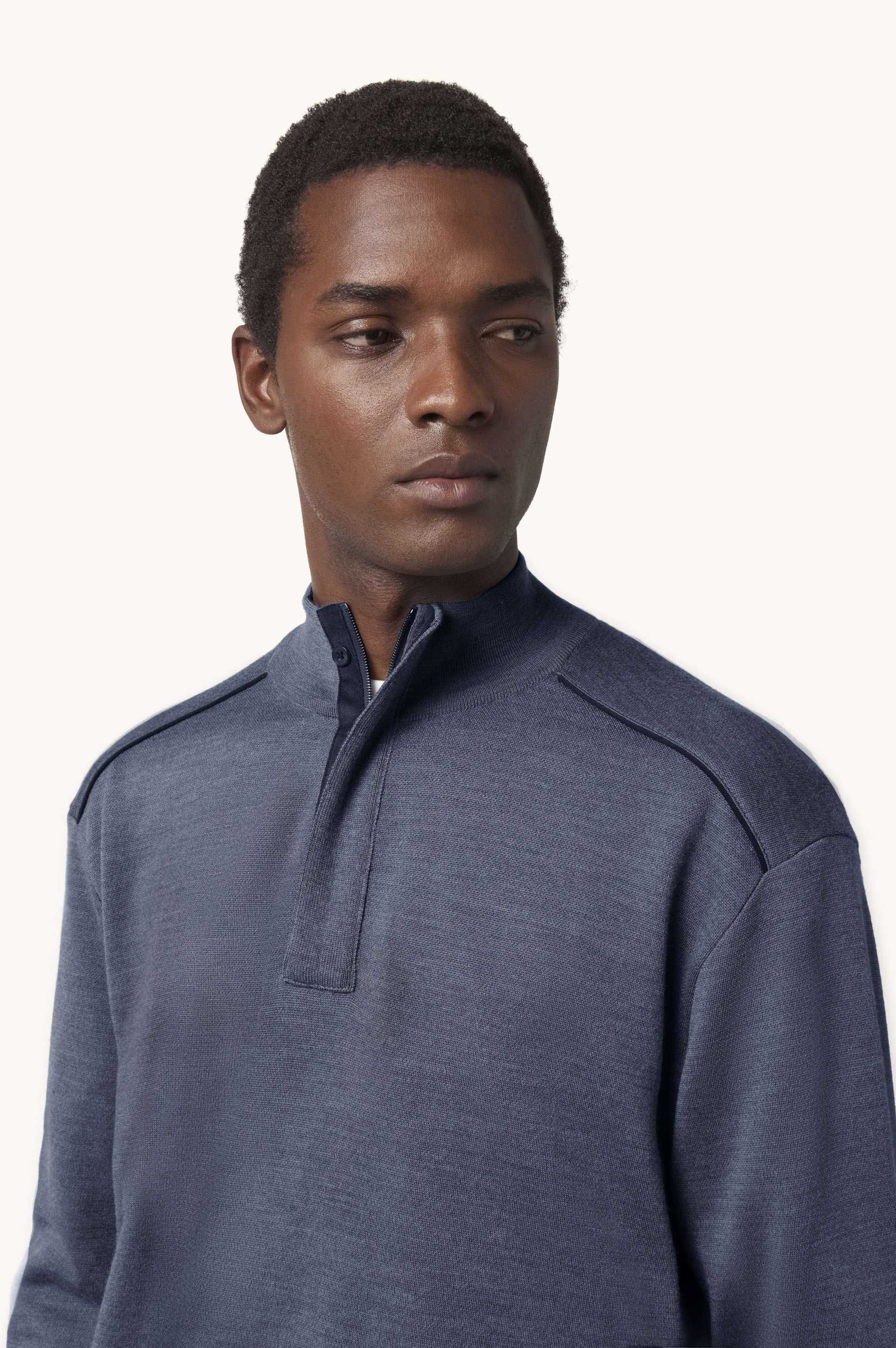 Merino Wool Half-Zip Sweater with Alcantara&reg; Details image number 2