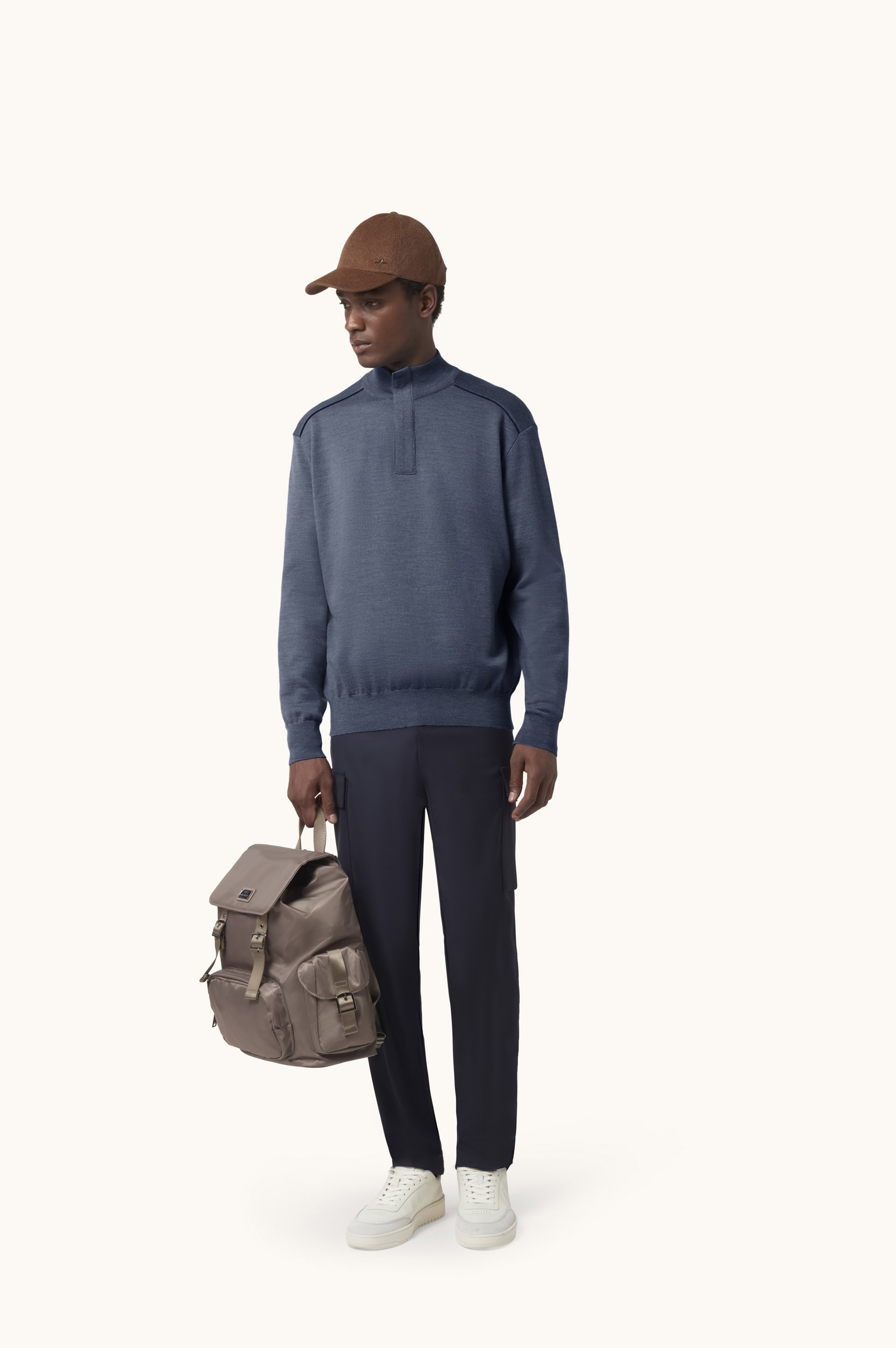 Merino Wool Half-Zip Sweater with Alcantara&reg; Details image number 1