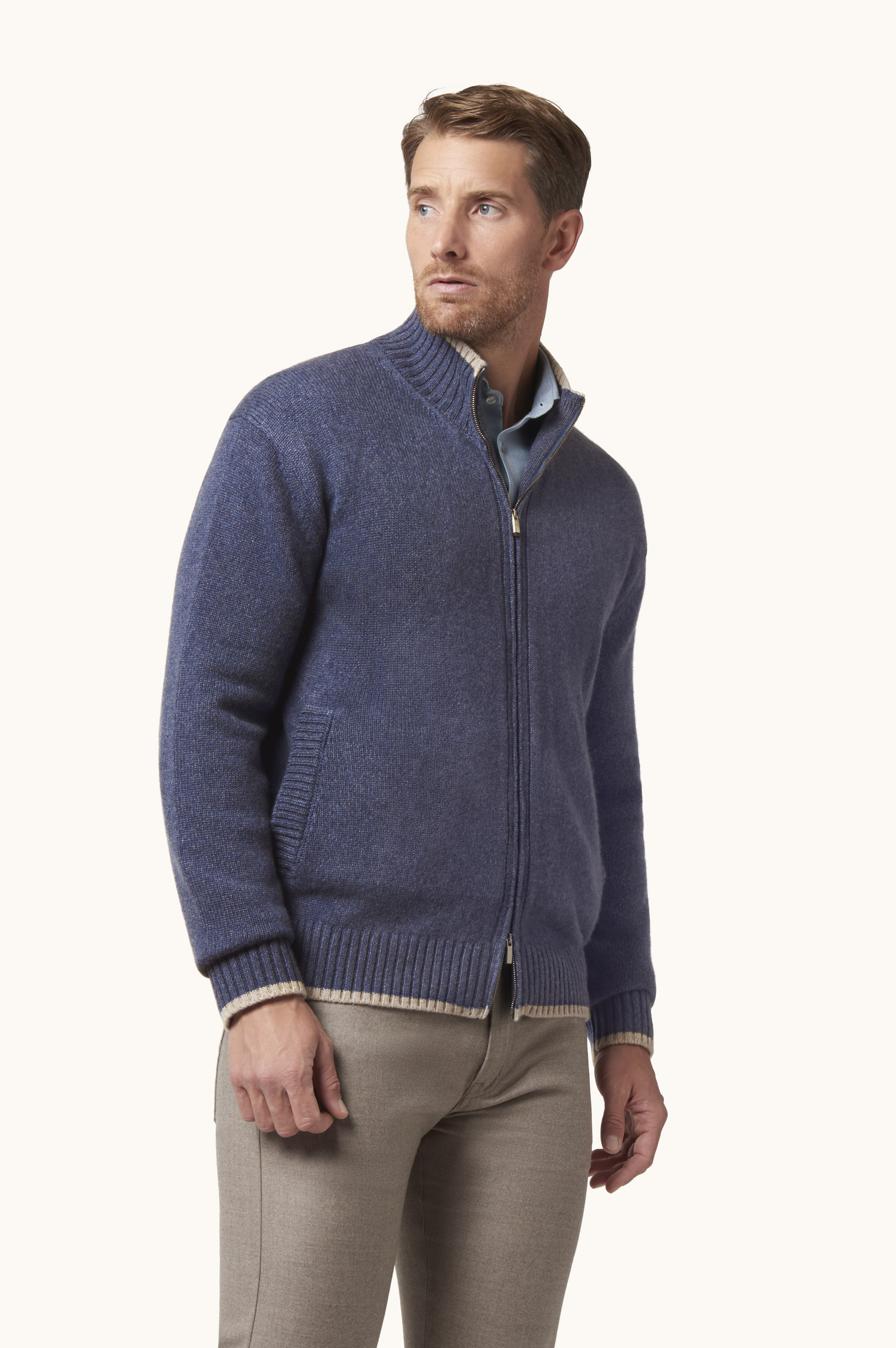 Zip-up cashmere cardigan image number 0