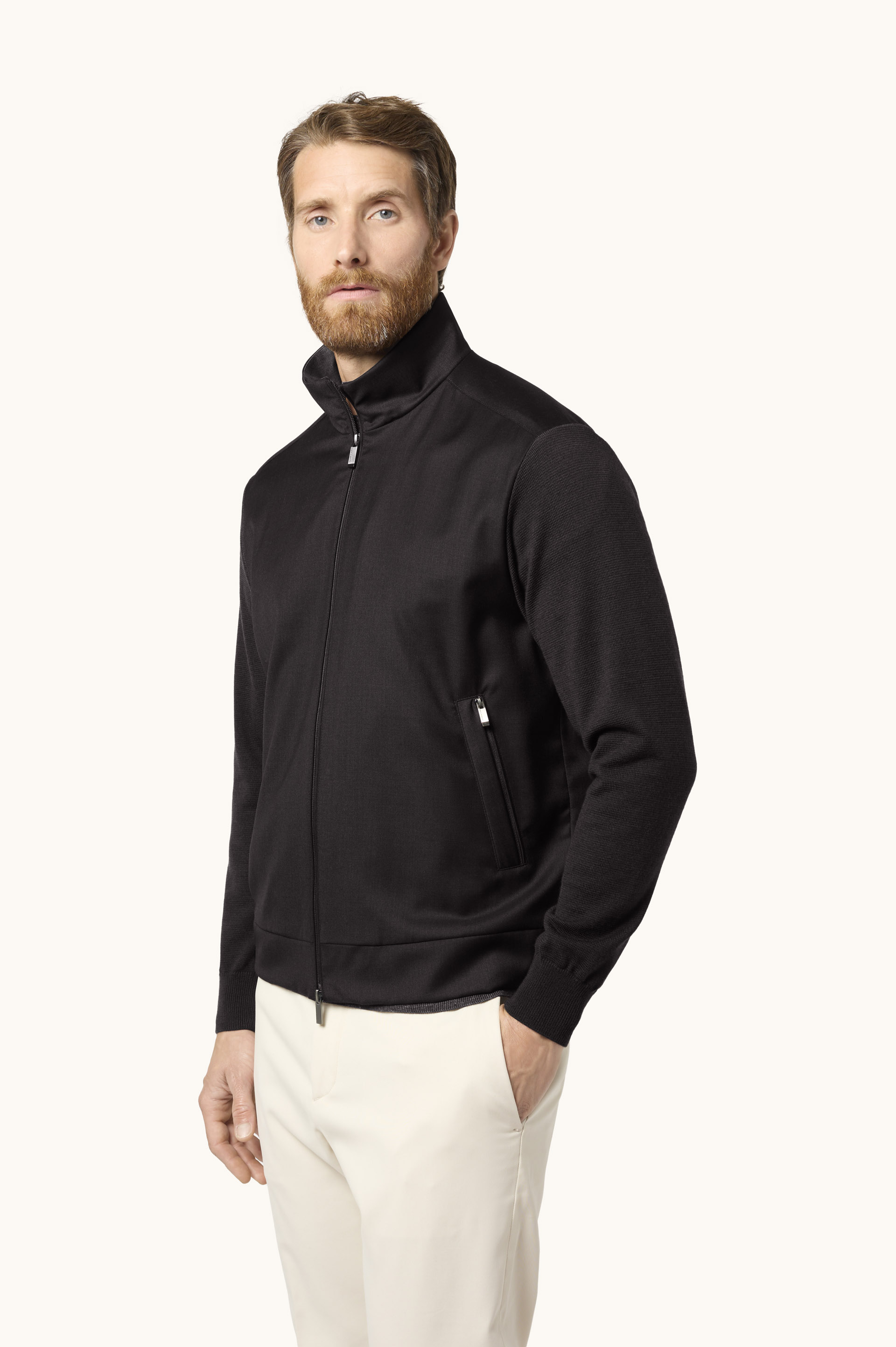 Wool and Merino Wool Zip-Up Cardigan image number 0