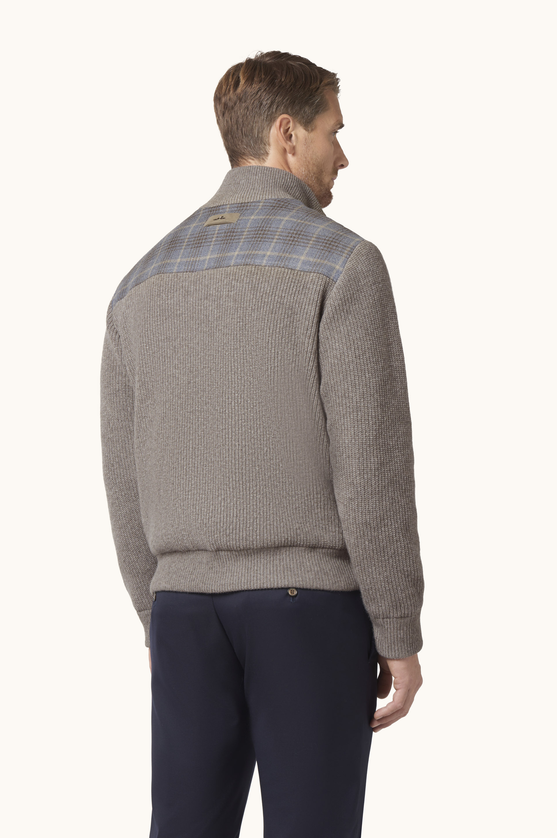 Blouson in lana e seta con motivo tartan image number 3