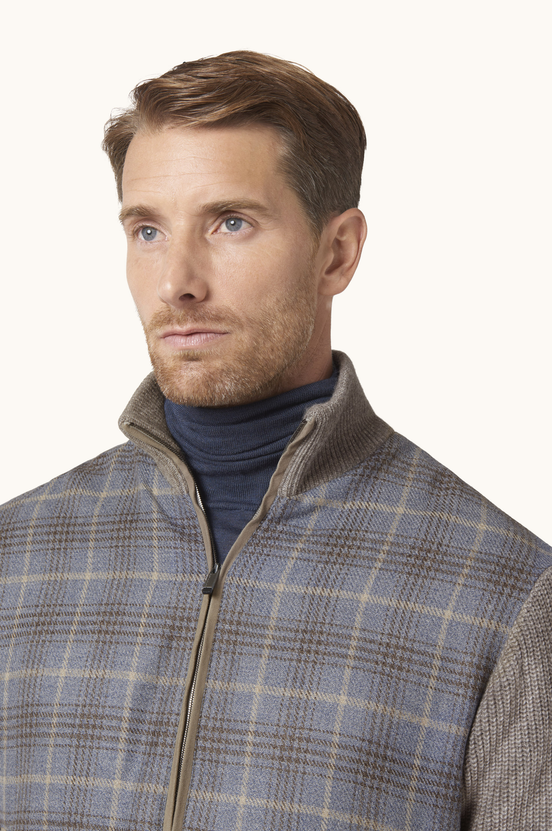 Blouson in lana e seta con motivo tartan image number 4