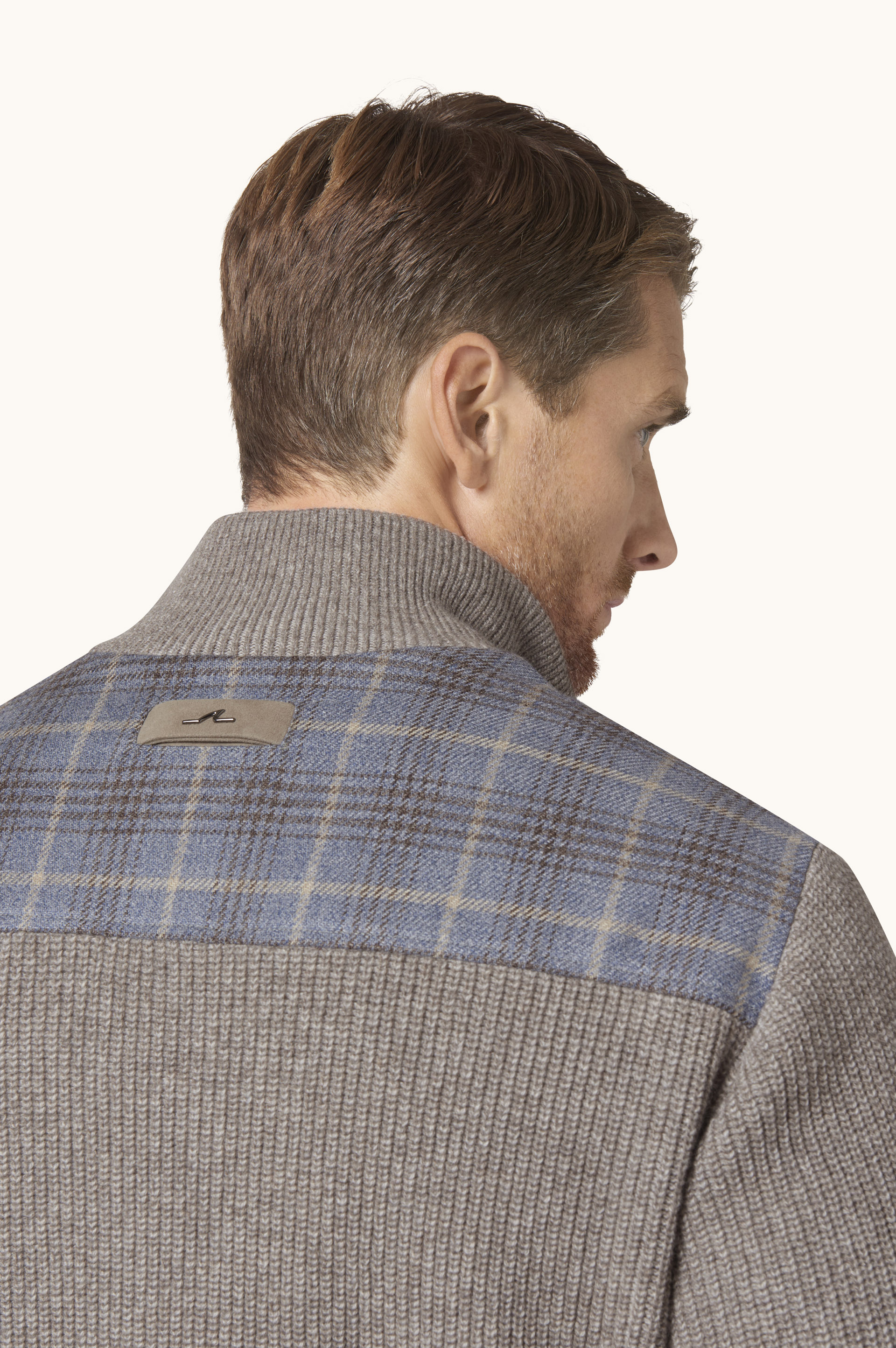 Blouson in lana e seta con motivo tartan image number 8