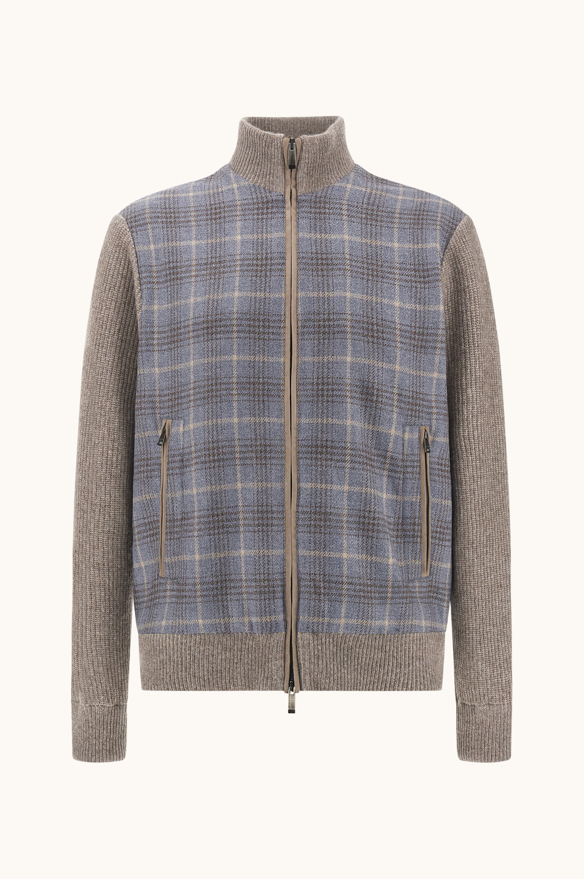 Blouson en laine et soie &agrave; motif tartan image number 0