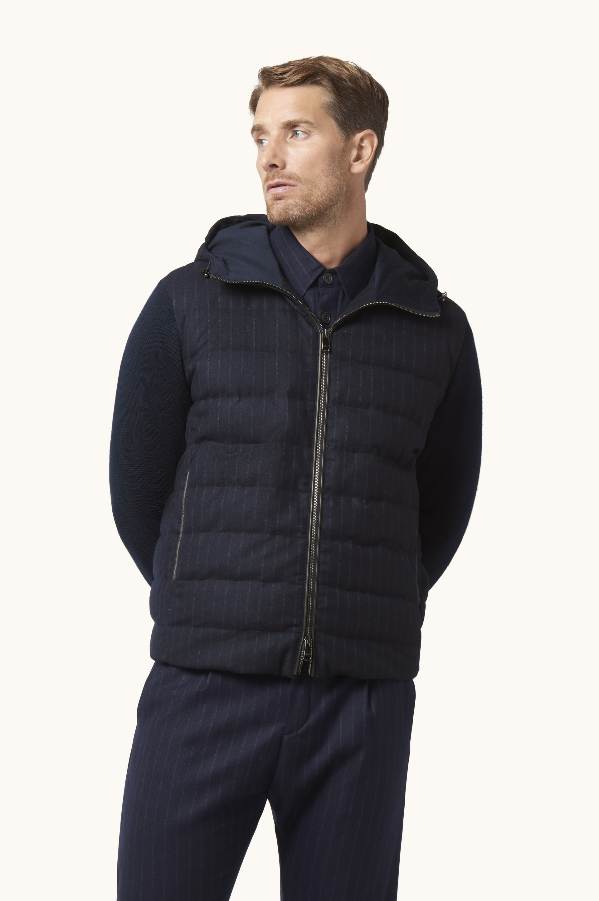 Pinstripe Wool Down Jacket image number 0
