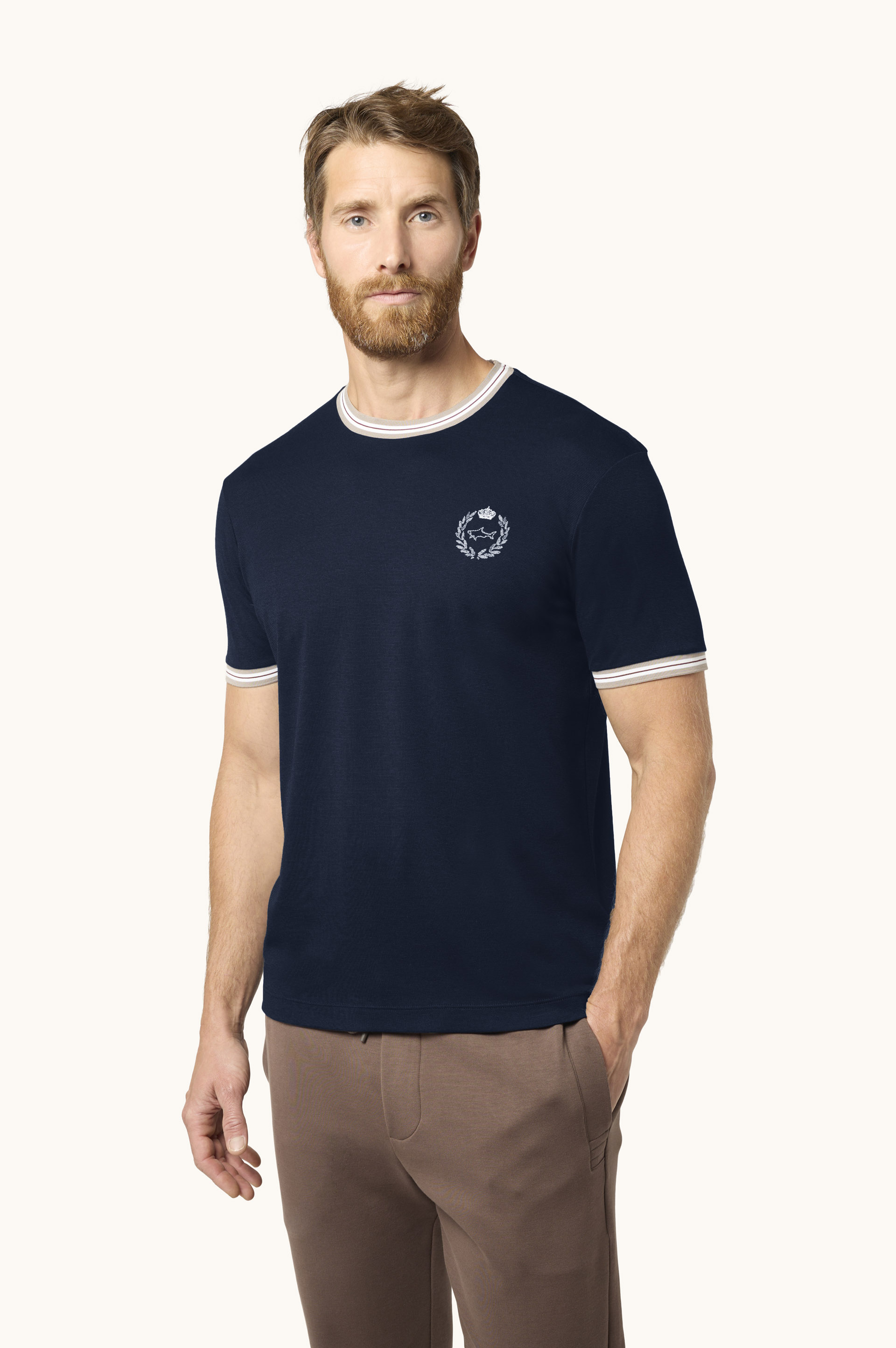 X-Soft Cotton Jersey T-Shirt with Heraldic Embroidery image number 0