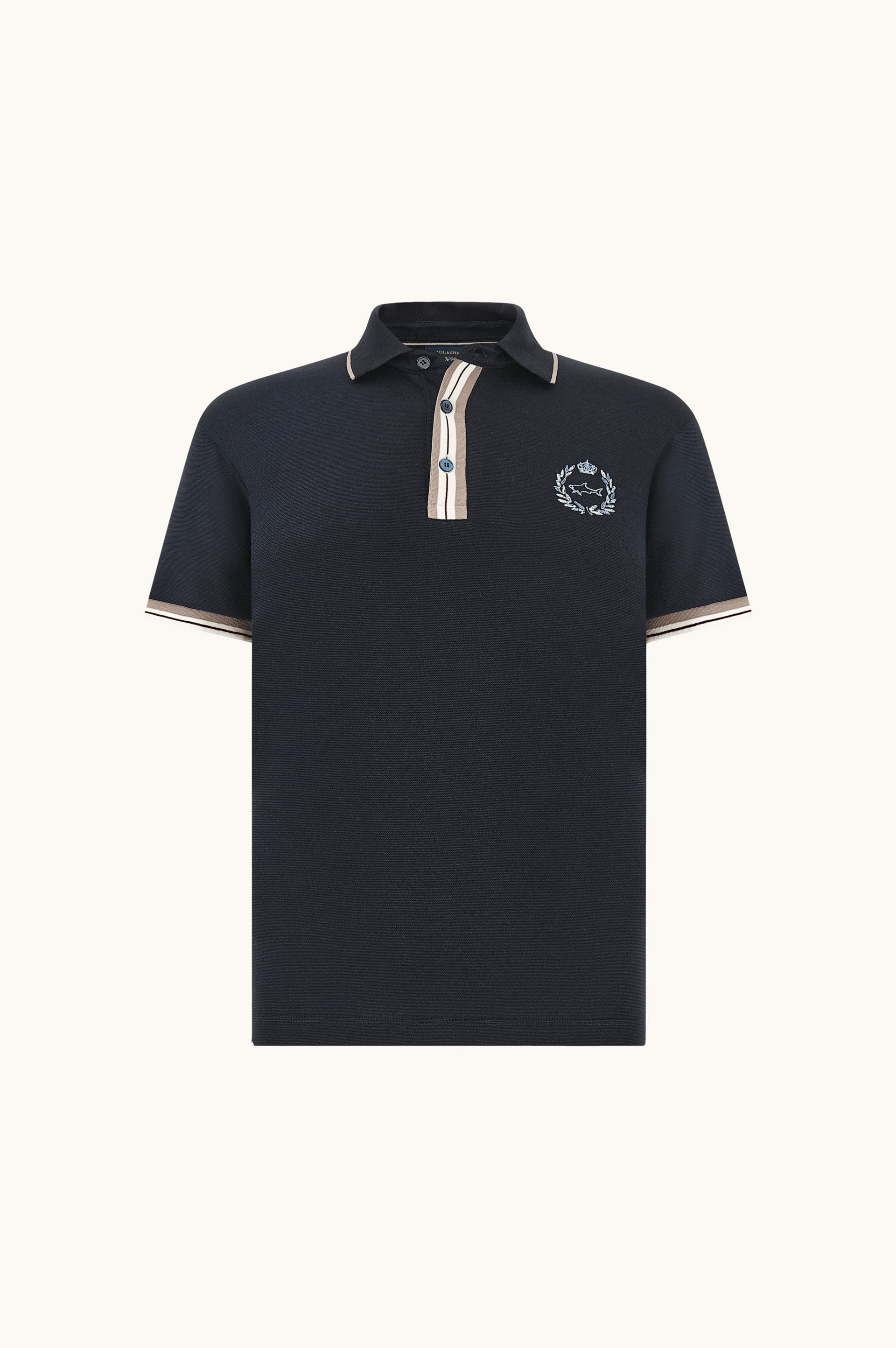 Polo X-Soft de algod&oacute;n interlock con bordado her&aacute;ldico y detalles de rayas image number 1