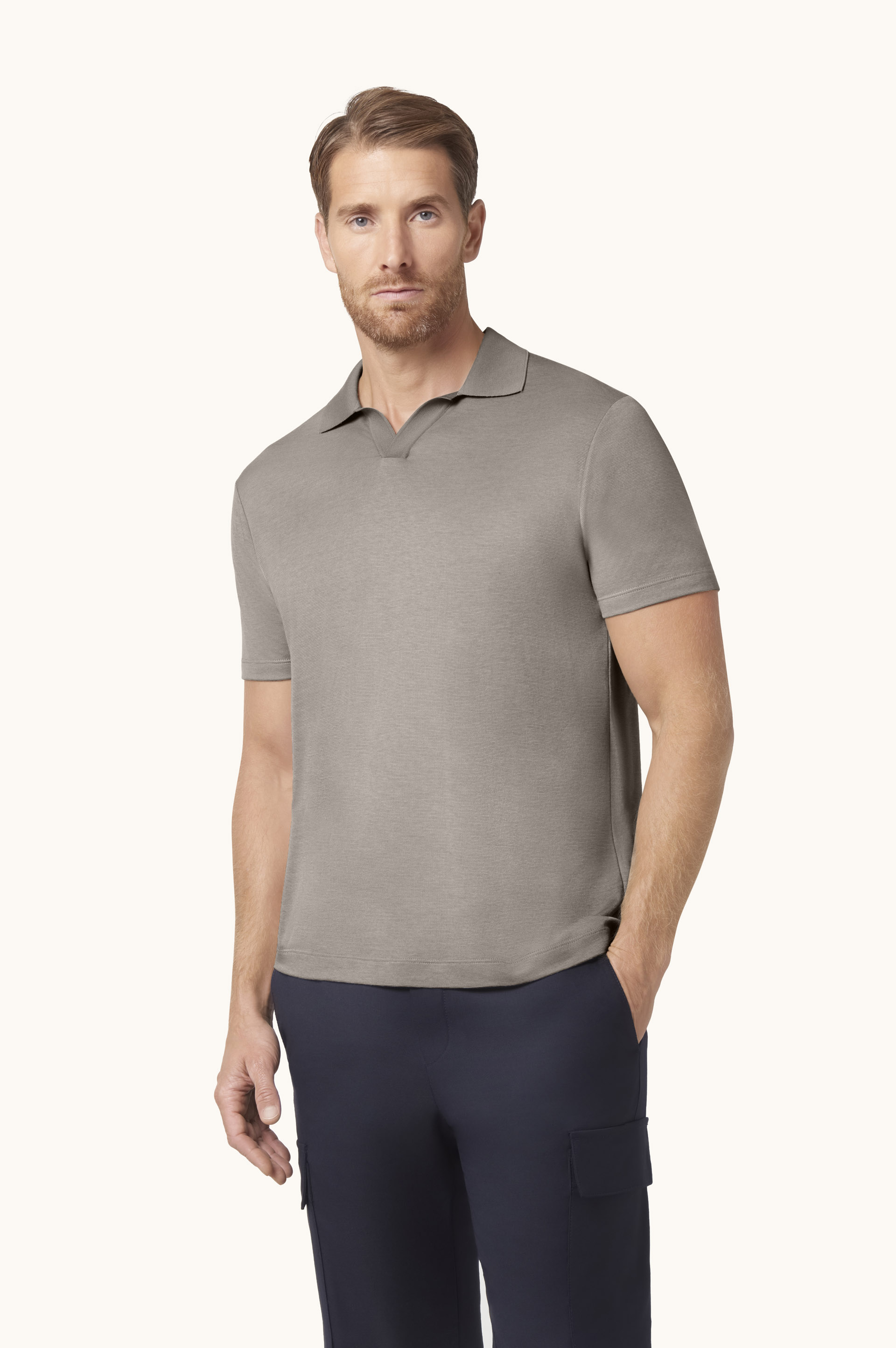 X-Soft Interlock Cotton V-Neck Polo image number 0