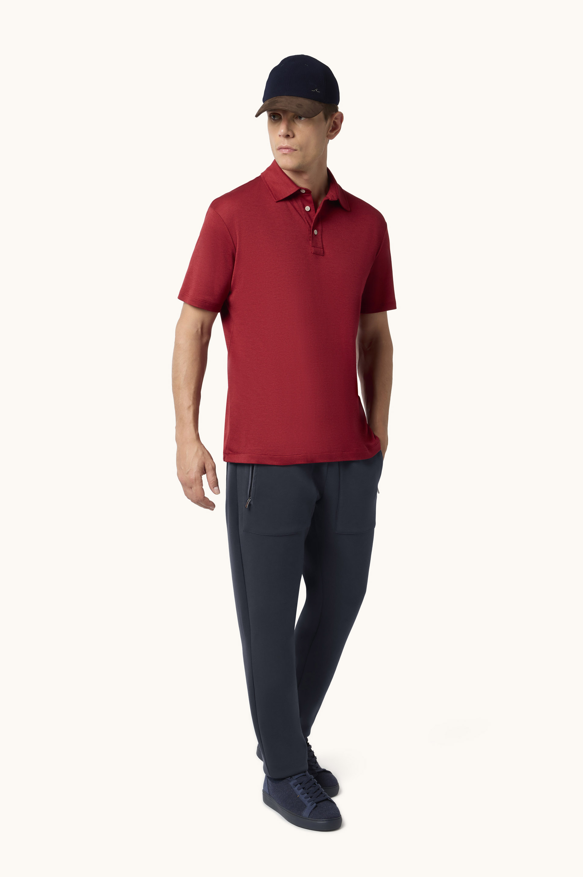 Supima&reg; cotton trousers with Alcantara&reg; details image number 2