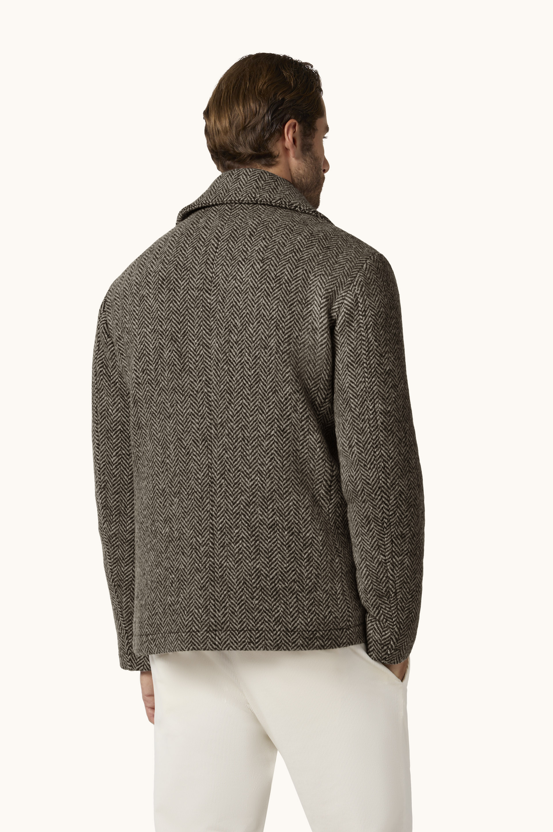 Chevron Wool Peacoat with Alcantara&reg; Details image number 3