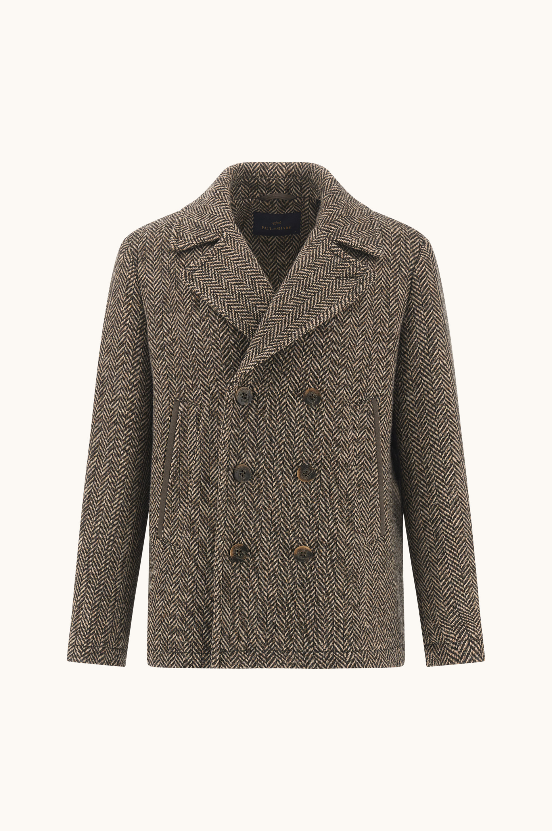 Chevron Wool Peacoat with Alcantara&reg; Details image number 1