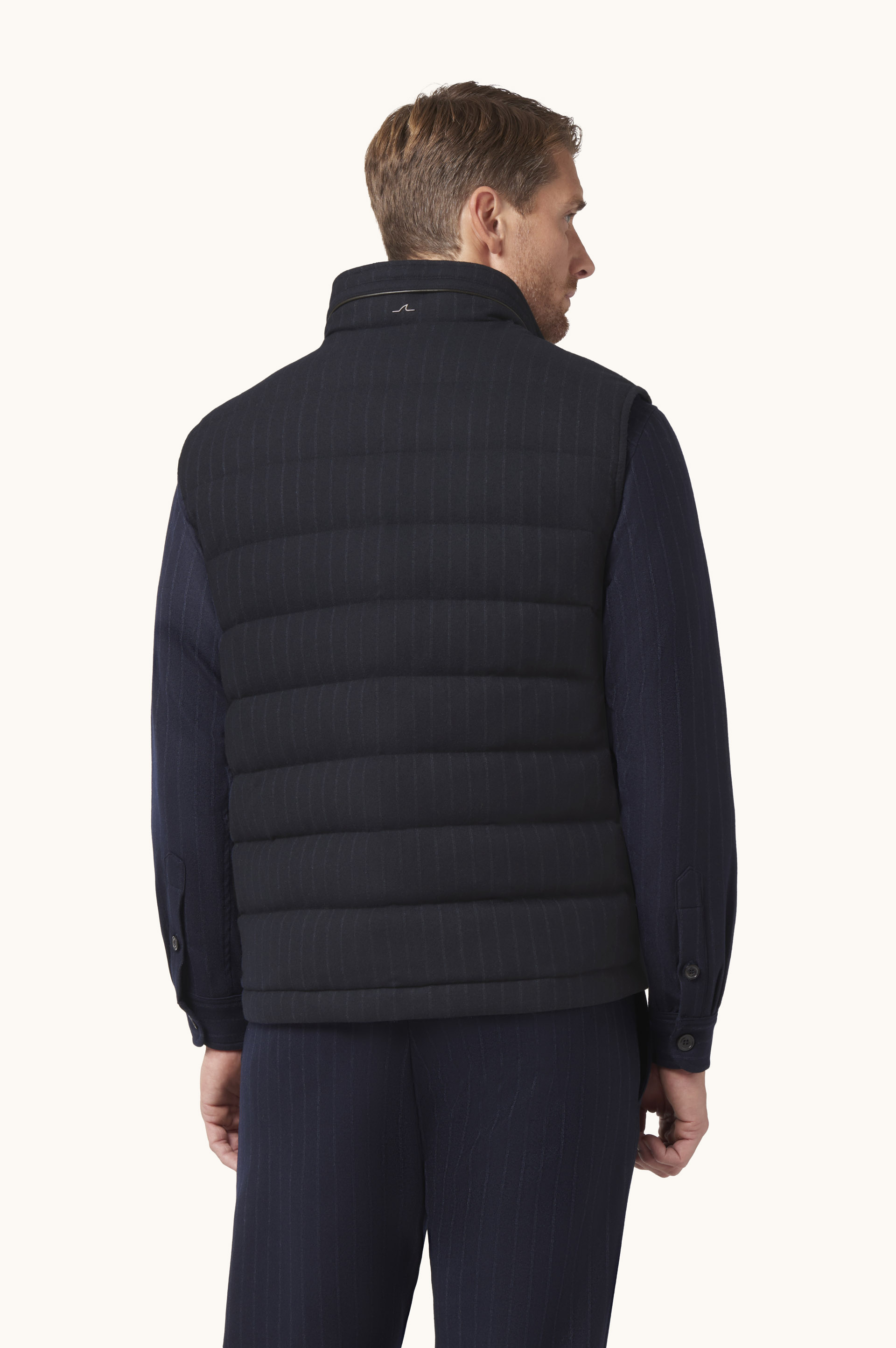 Pinstriped Wool Quilted Gilet image number 3