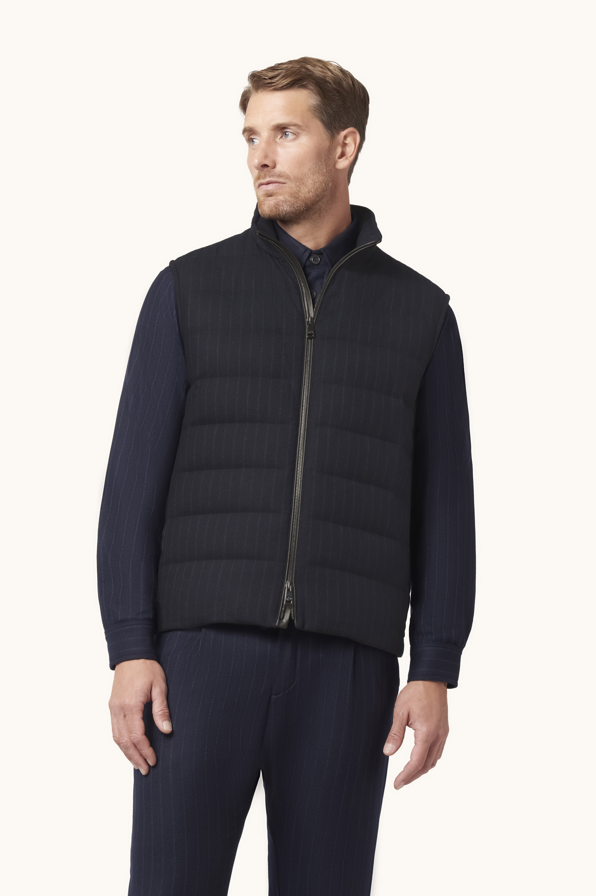 Pinstriped Wool Quilted Gilet image number 0
